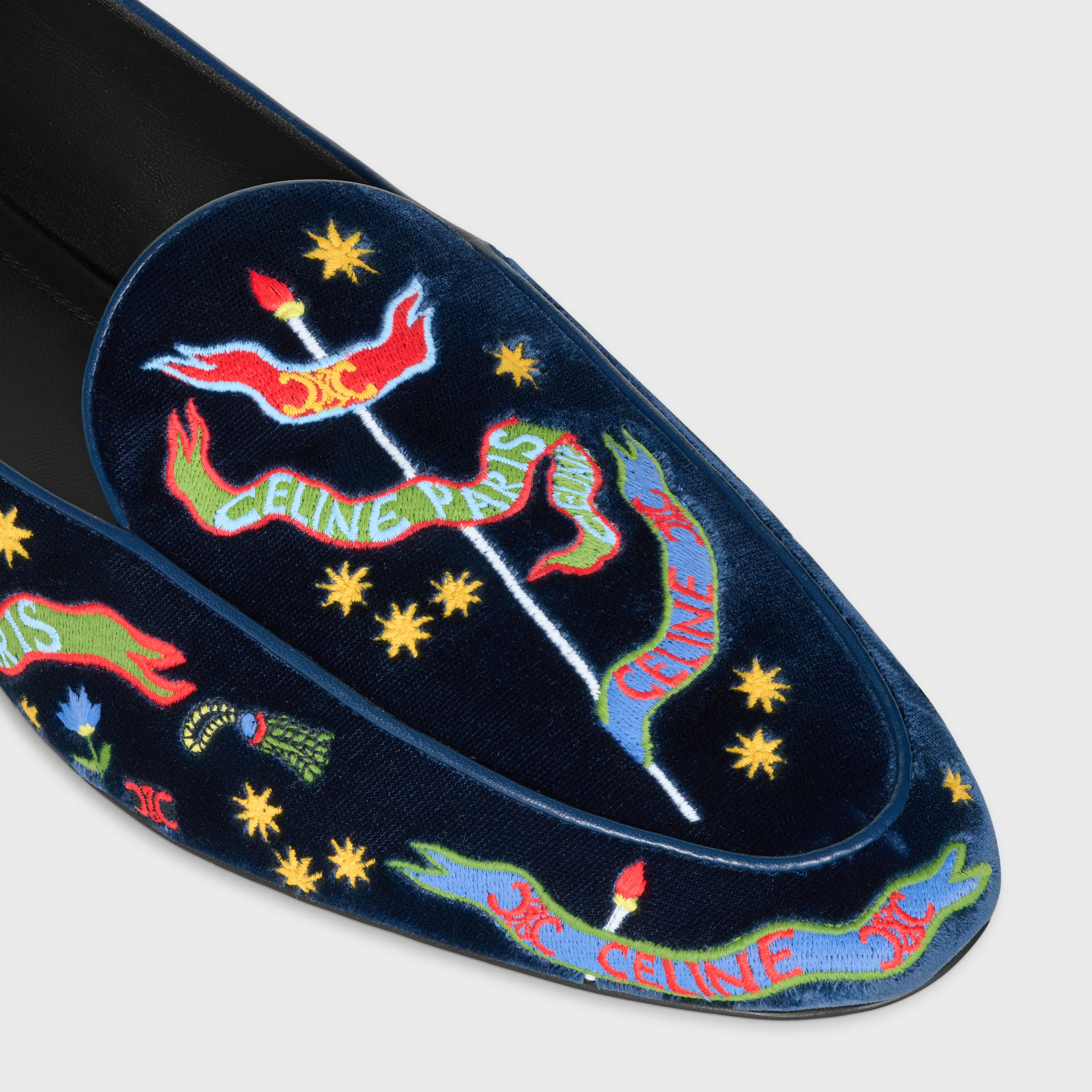 AURA LOAFER IN COLLEGE EMBROIDERED VELVET