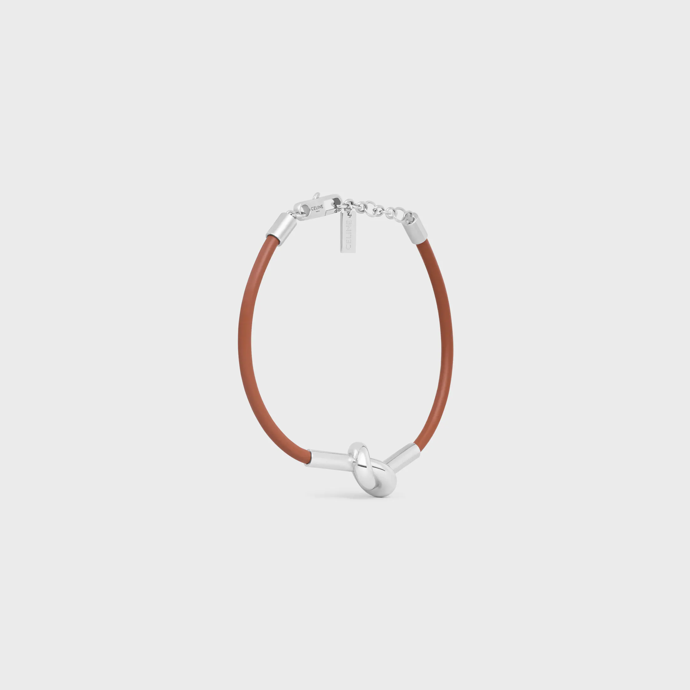 Knot Bracelet in Calfskin and Brass with Rhodium Finish