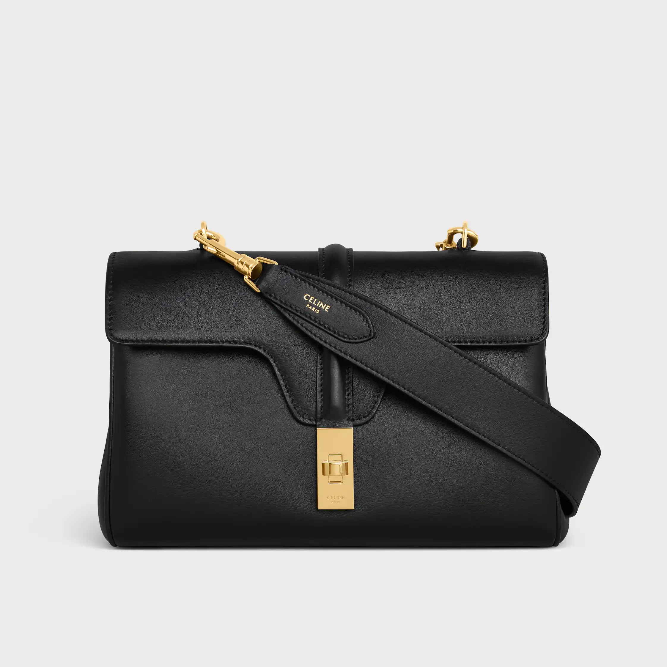 Long Strap in smooth calfskin with GOLD FINISHING