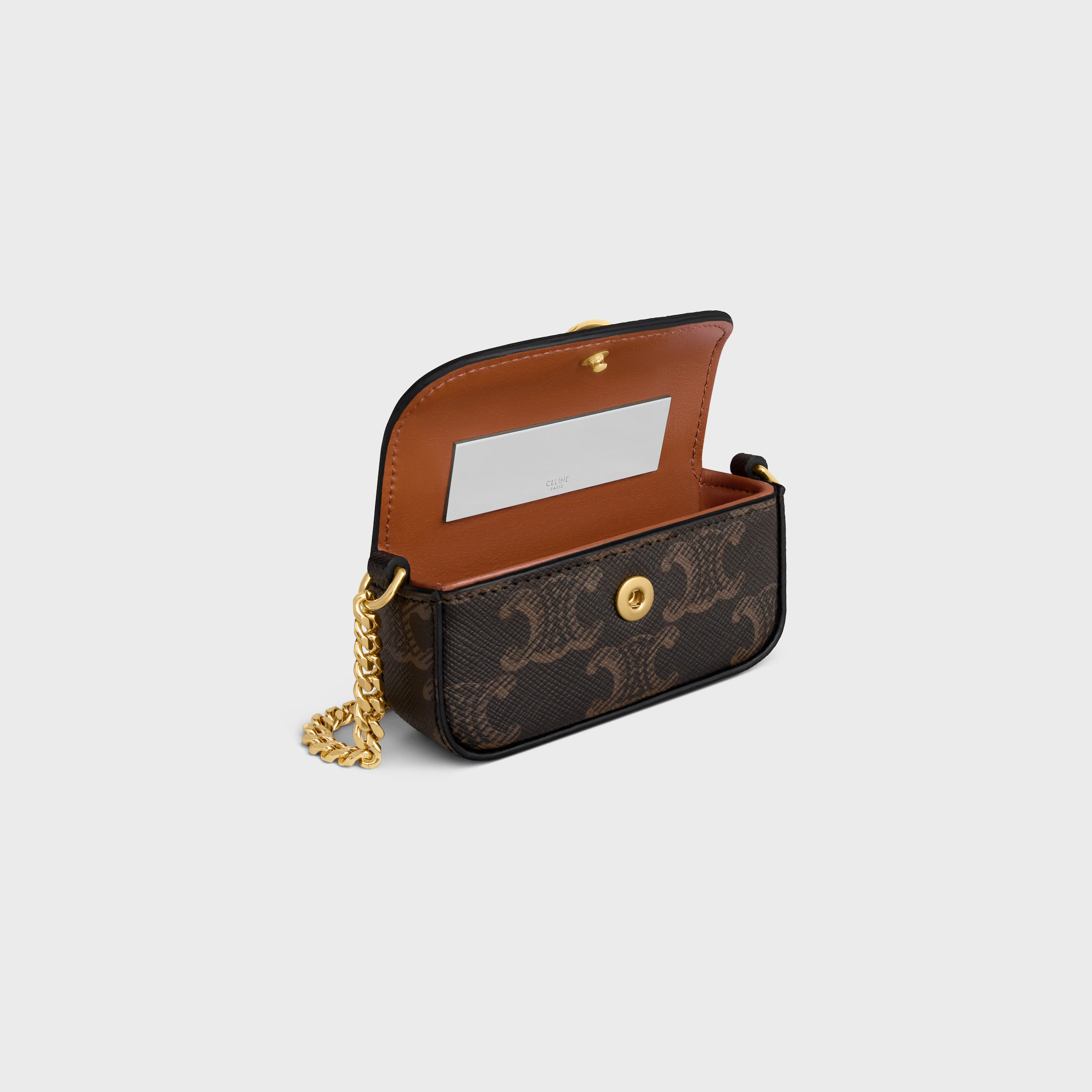 LIPSTICK CASE ON CHAIN IN TRIOMPHE CANVAS
