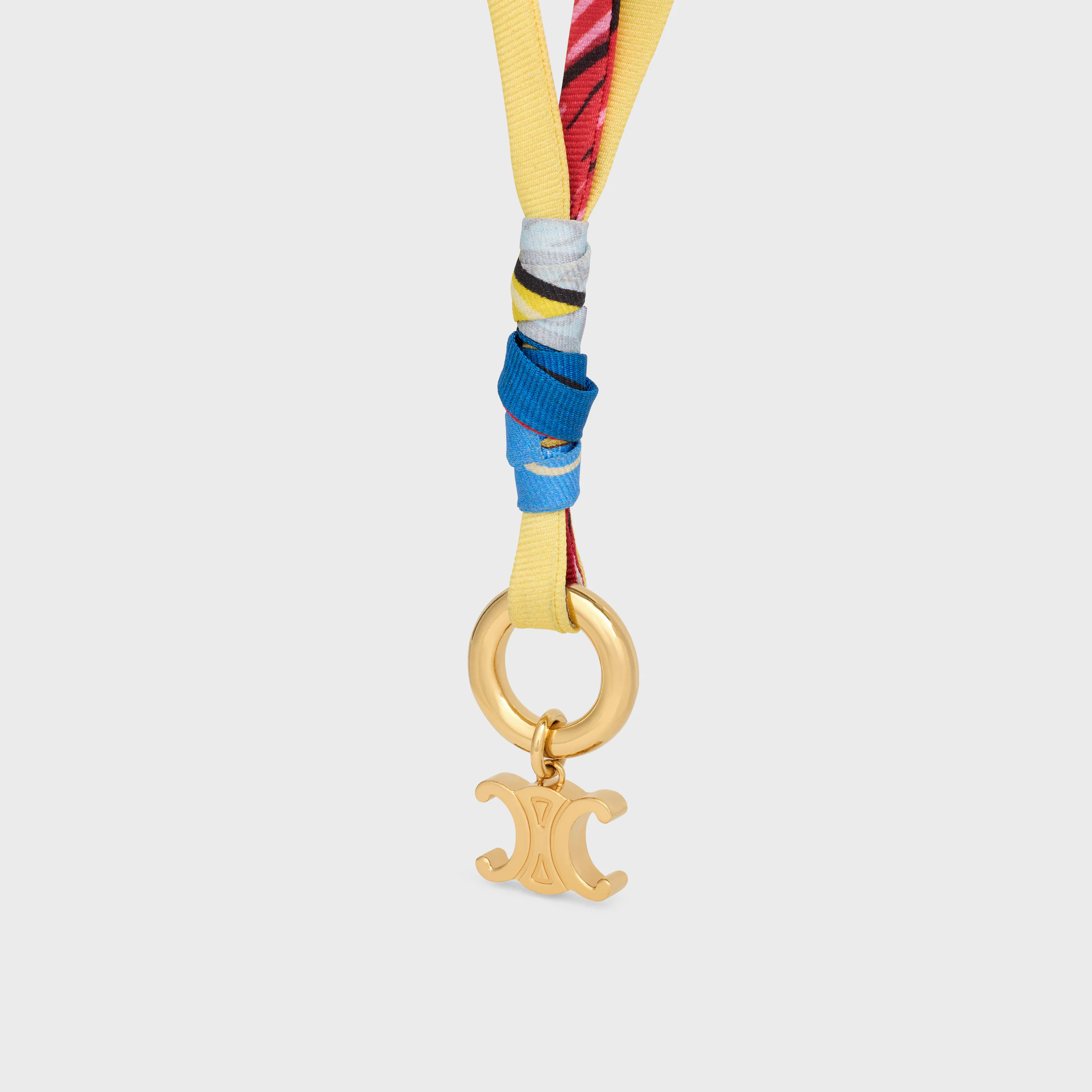 Celine Charms Cordon Necklace in Silk and Brass with Gold Finish