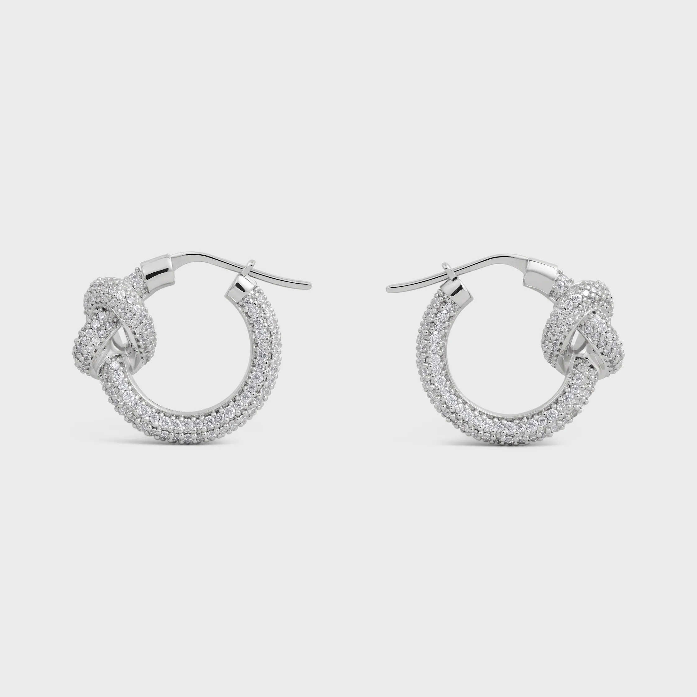 Knot Sparkle Hoops in Strass and Brass with Rhodium Finish
