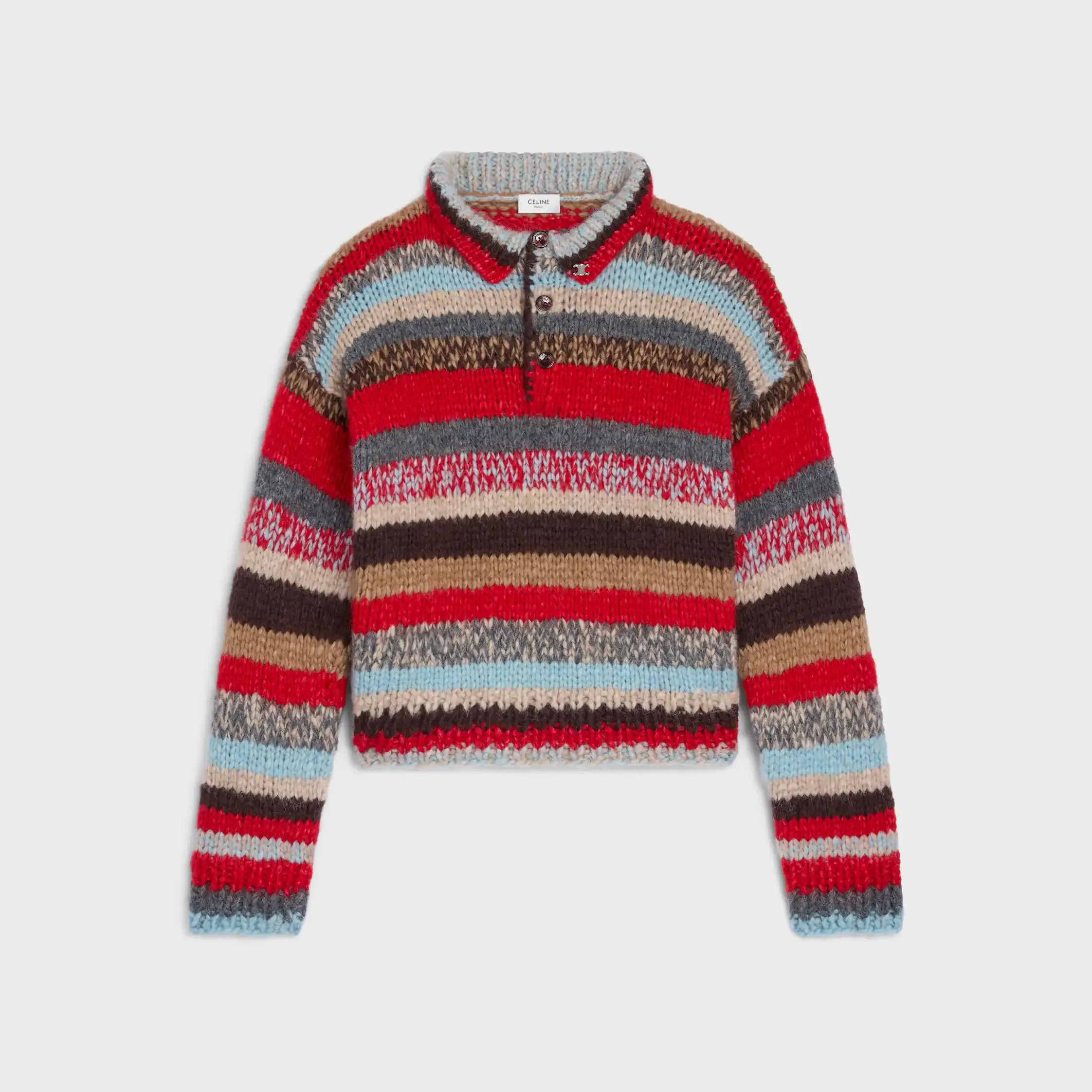 polo sweater IN MOULINE ALPACA AND WOOL