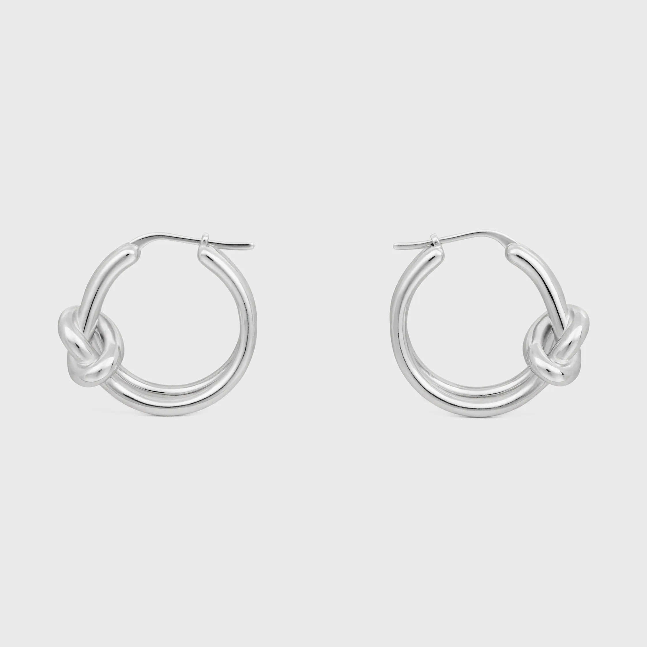 Knot Double Hoops in Brass with Rhodium Finish