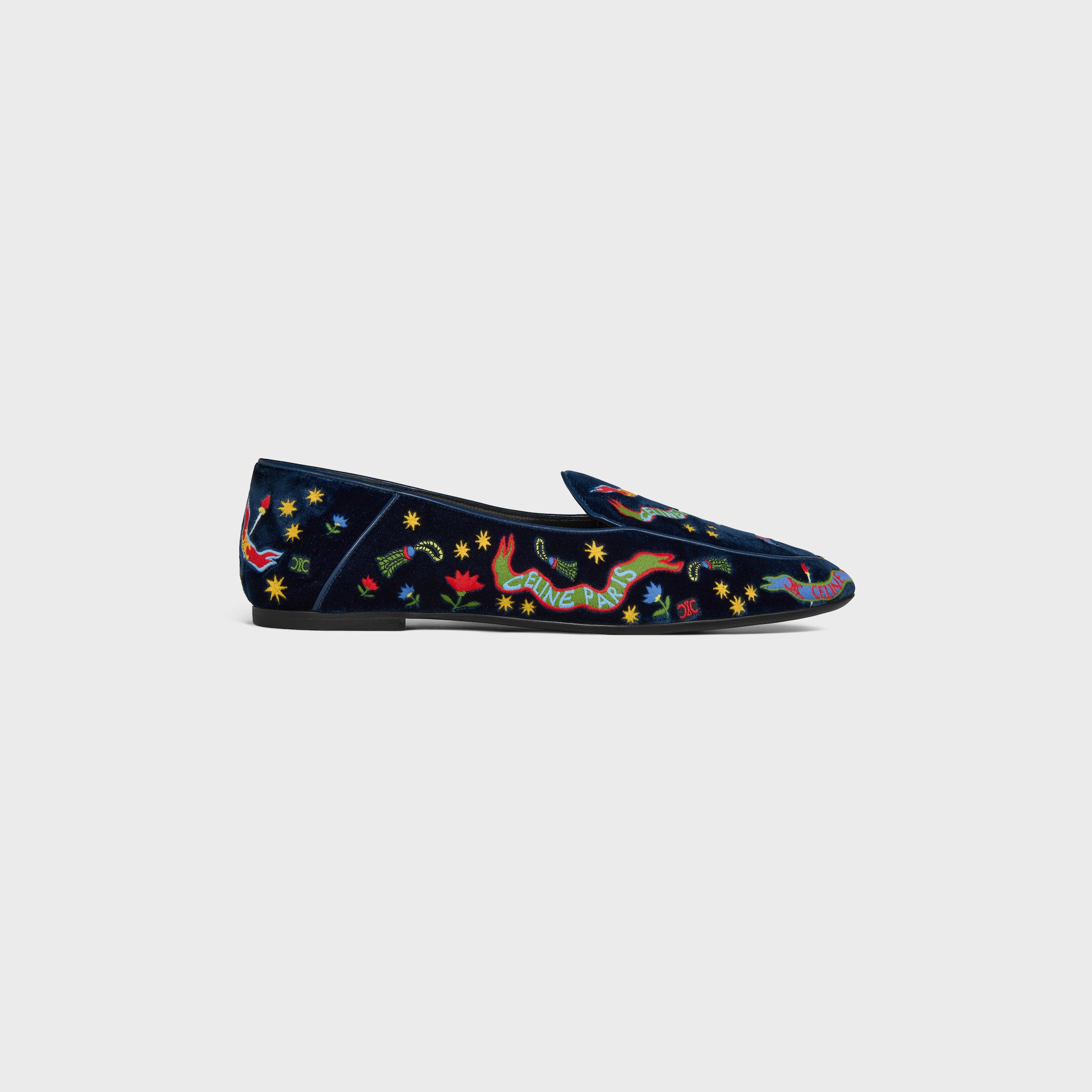AURA LOAFER IN COLLEGE EMBROIDERED VELVET