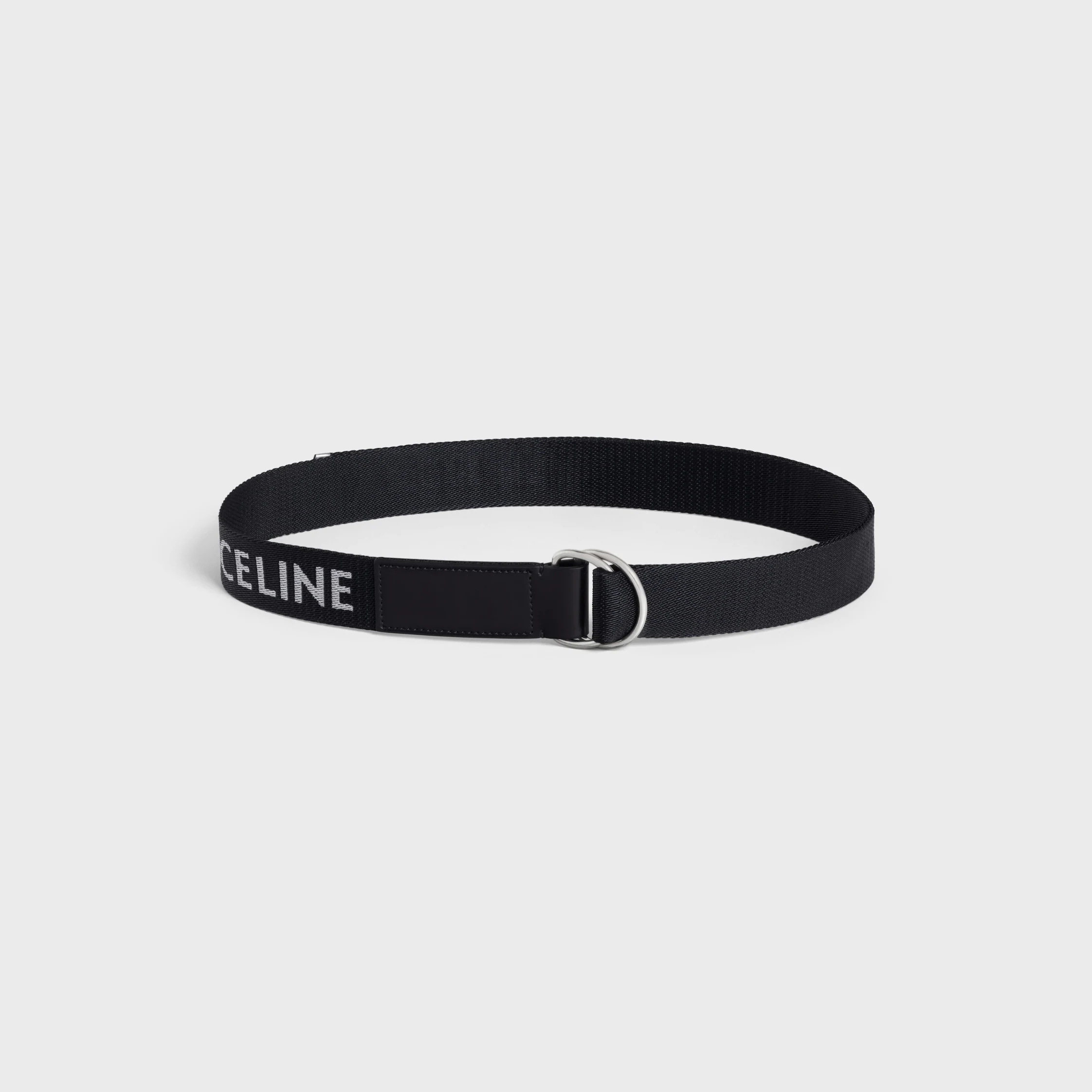 LARGE 30MM DOUBLE RING BELT IN Jacquard Textile and Calfskin