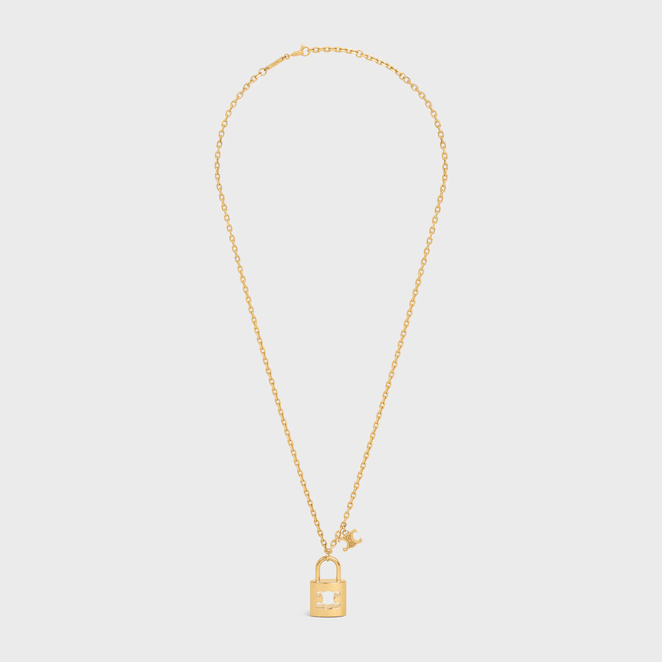 Triomphe Lock Large Necklace in Brass with Gold Finish