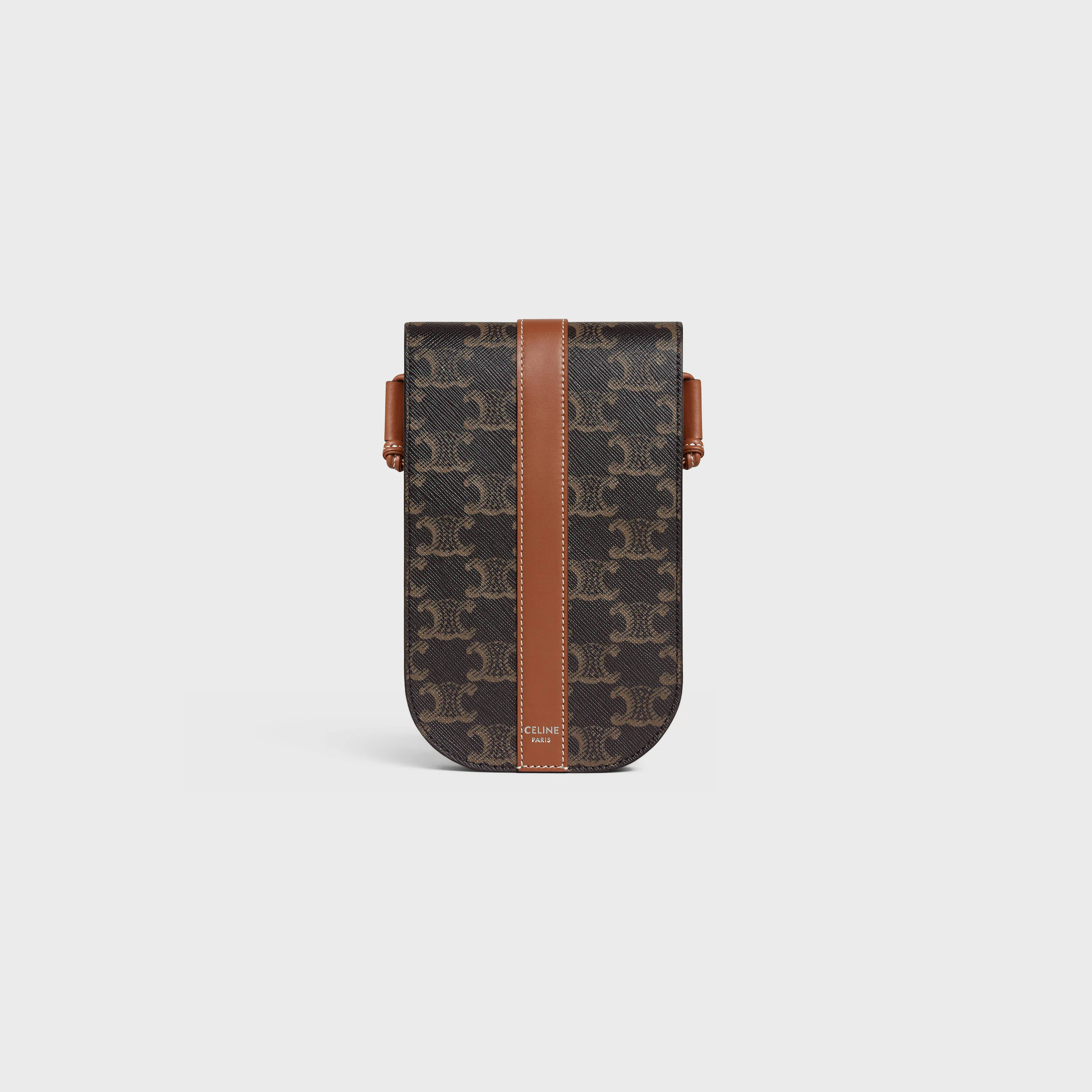 Phone Pouch with flap IN Triomphe Canvas and Calfskin