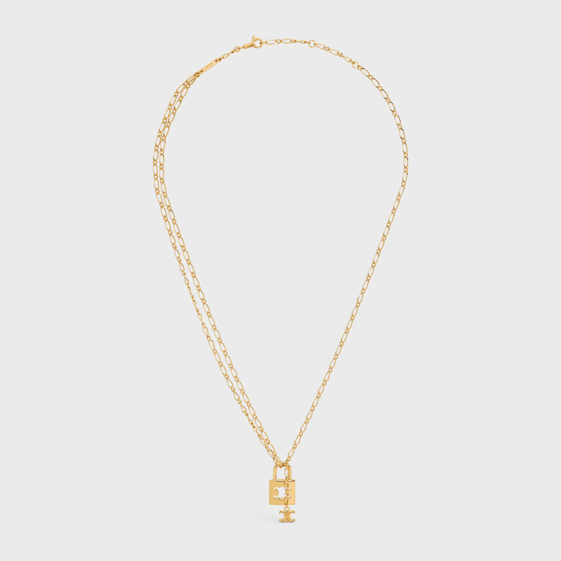 Triomphe Lock Necklace in Brass with Gold Finish