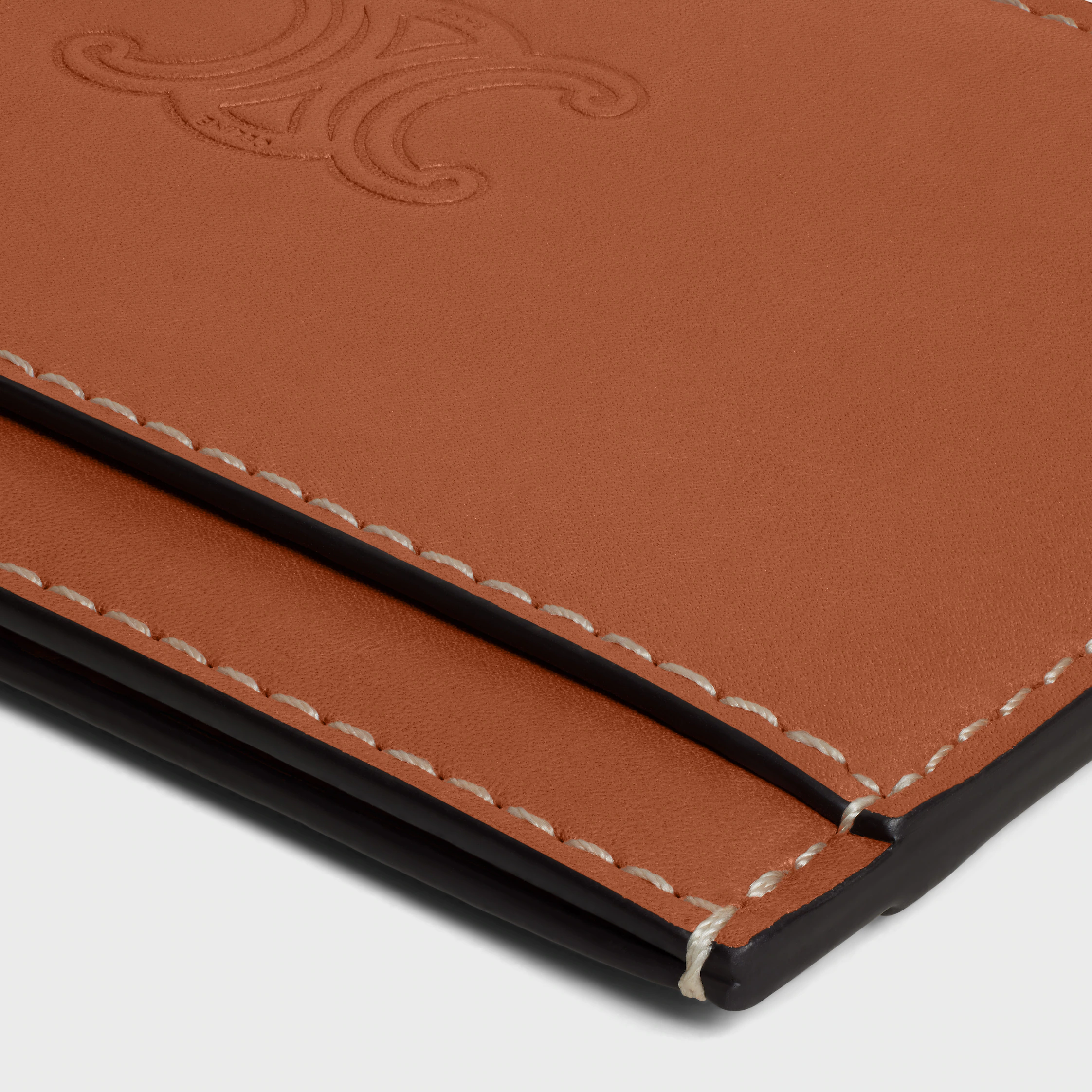 Card holder in Natural calfskin with triomphe embossed