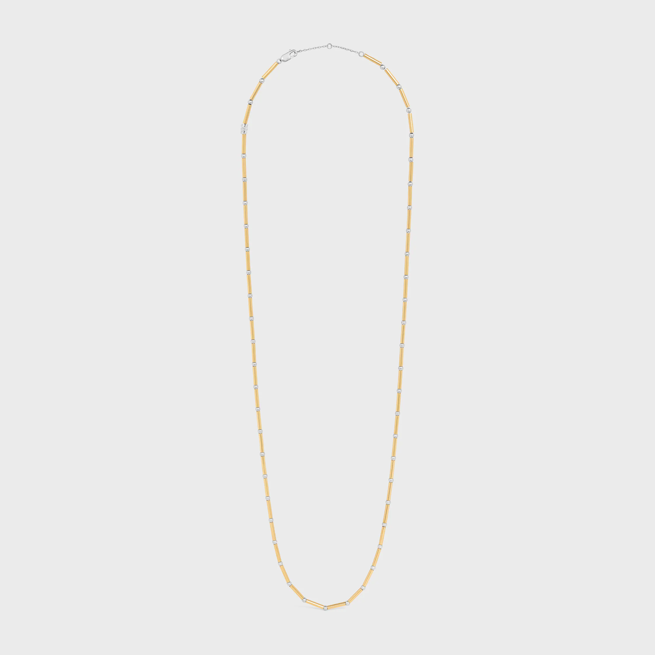 CHARMS LONG NECKLACE IN BRASS WITH GOLD AND RHODIUM FINSIH