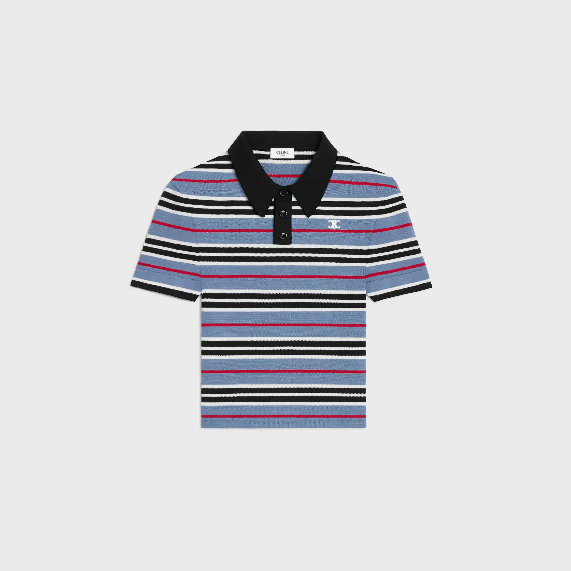 cropped polo IN striped cotton