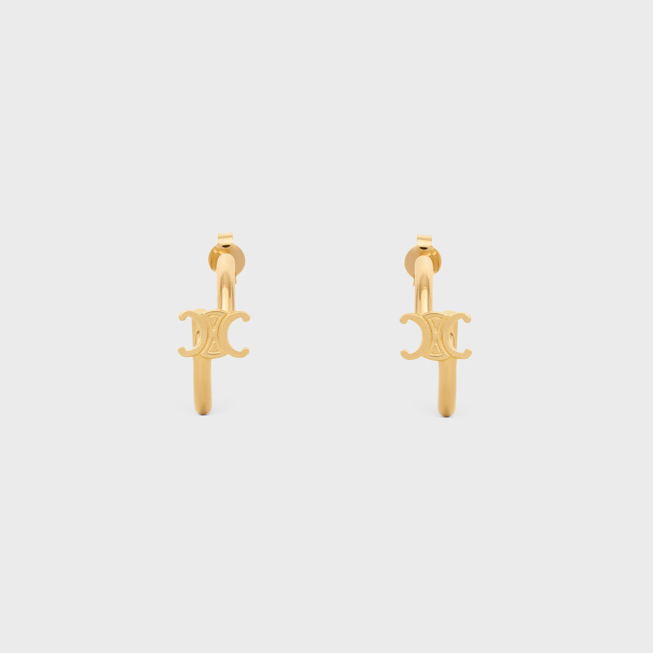 Triomphe Asymmetric Hoops in Brass with Gold Finish