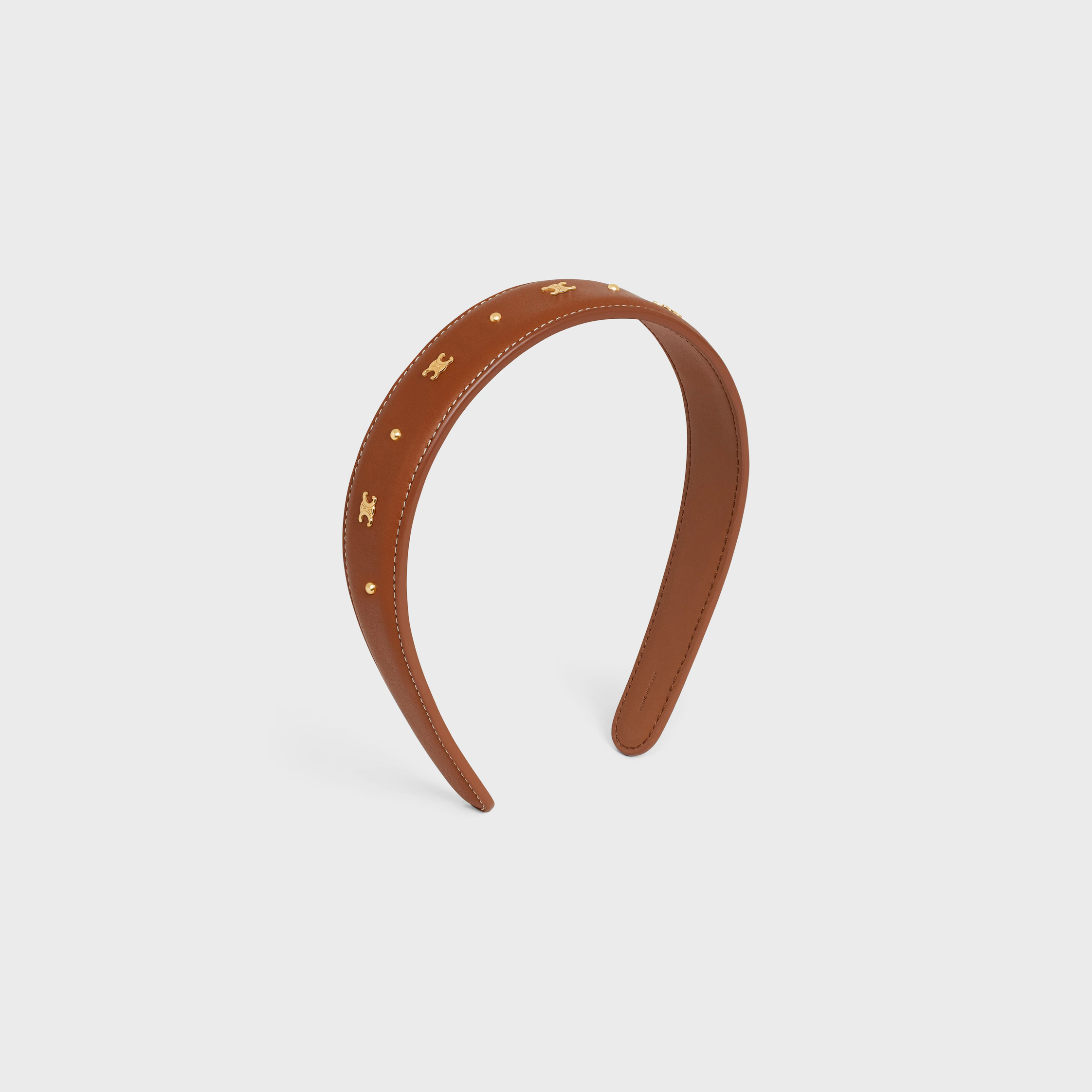 Celine Headband in Calfskin and Brass with Gold Finish