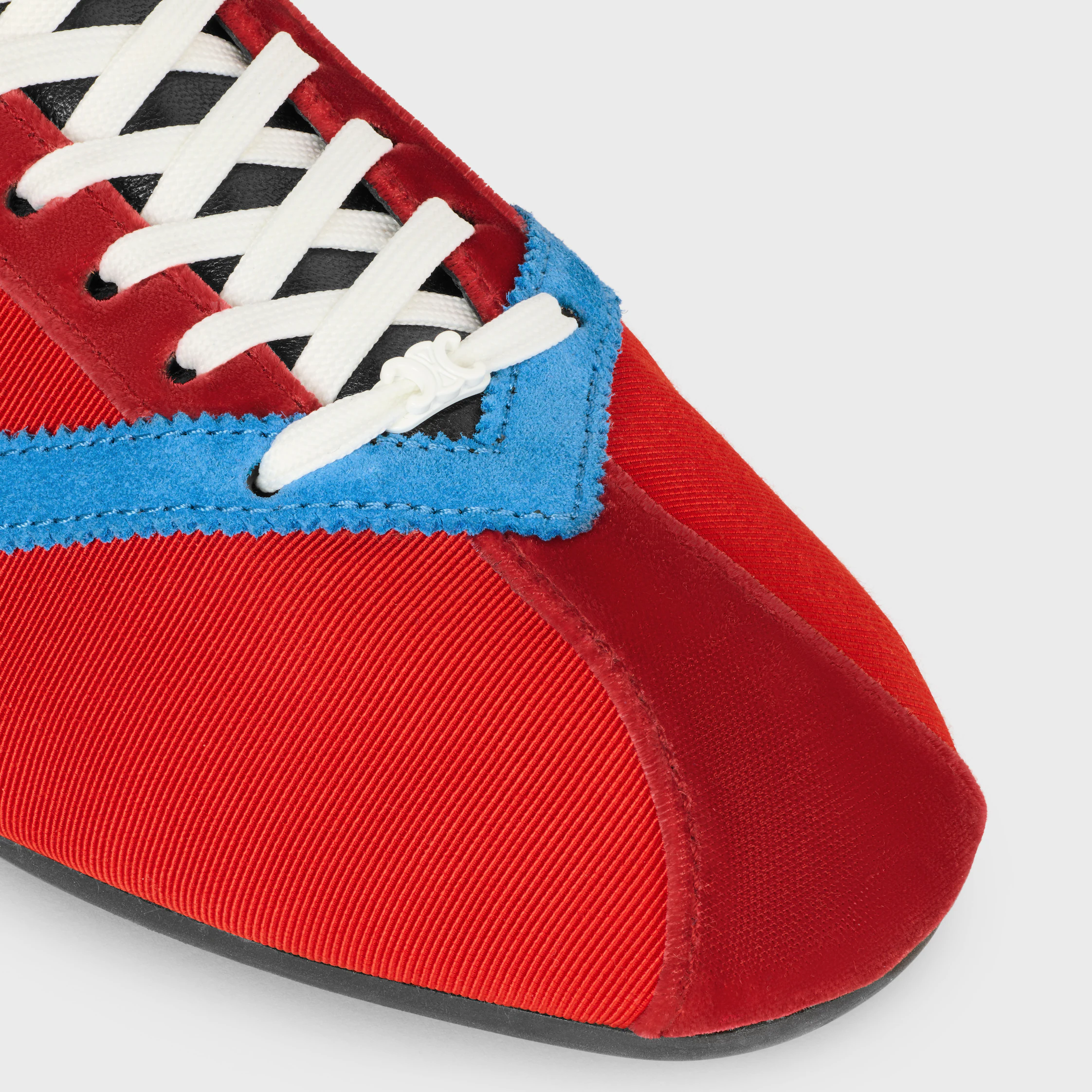 THE FLAT SNEAKER IN GROS GRAIN, VELVET, SUEDE GOATSKIN AND LAMBSKIN