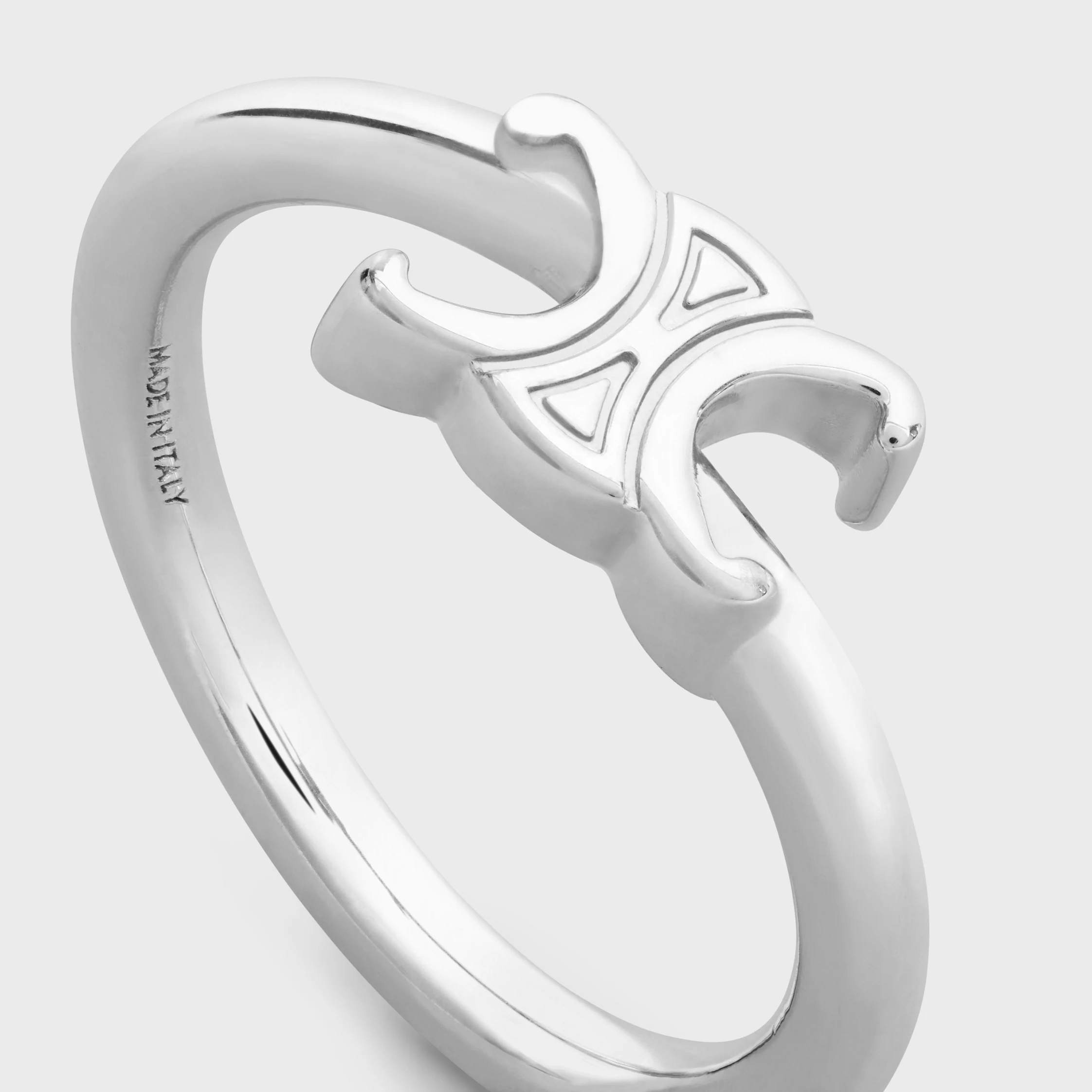 Triomphe Asymmetric Ring in Brass with Rhodium Finish
