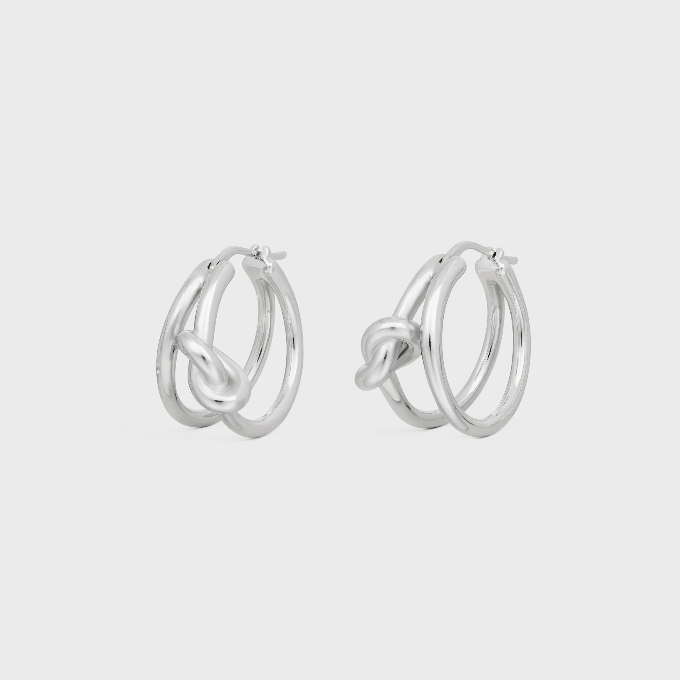 Knot Double Hoops in Brass with Rhodium Finish