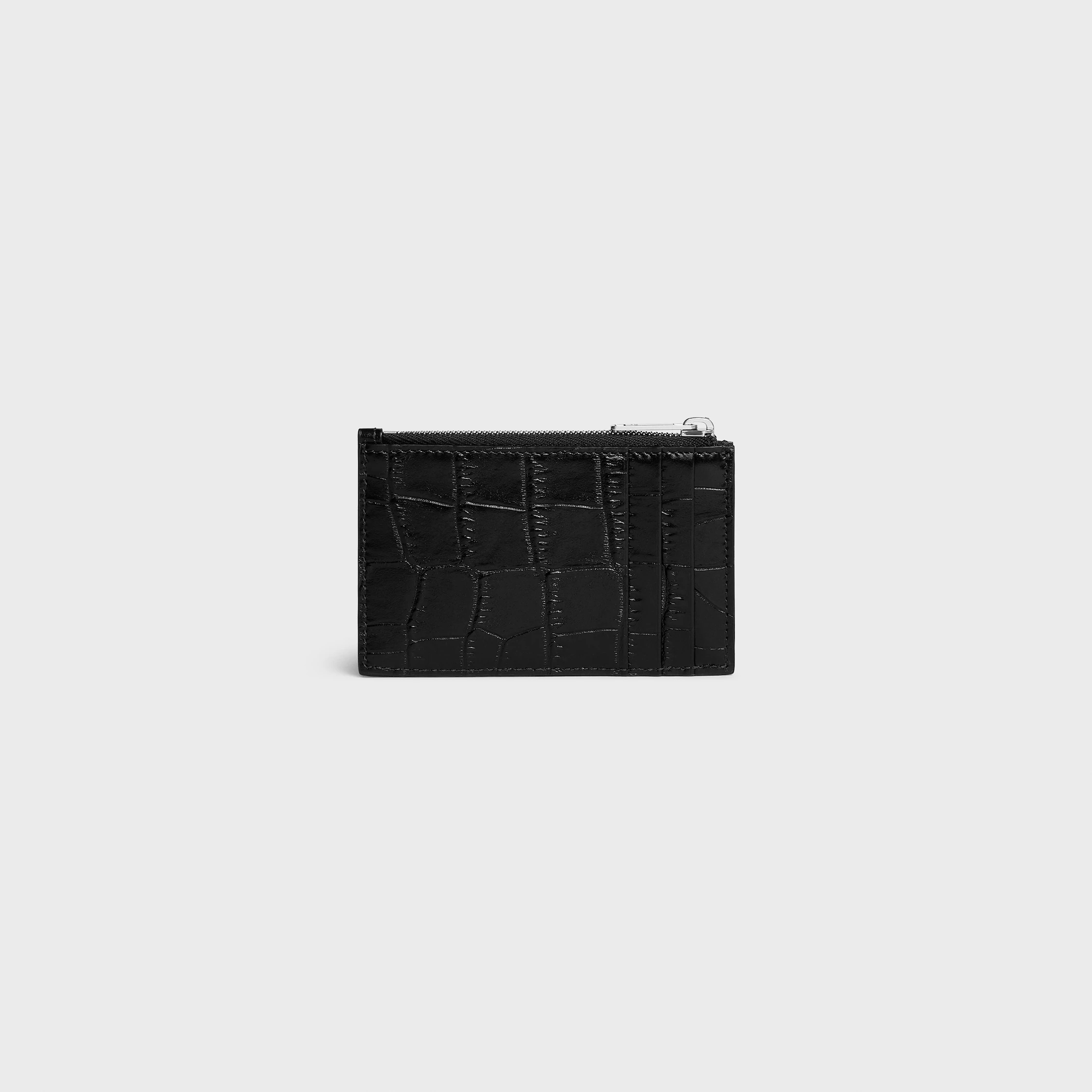 Zipped Card Holder IN Crocodile Embossed Calfskin