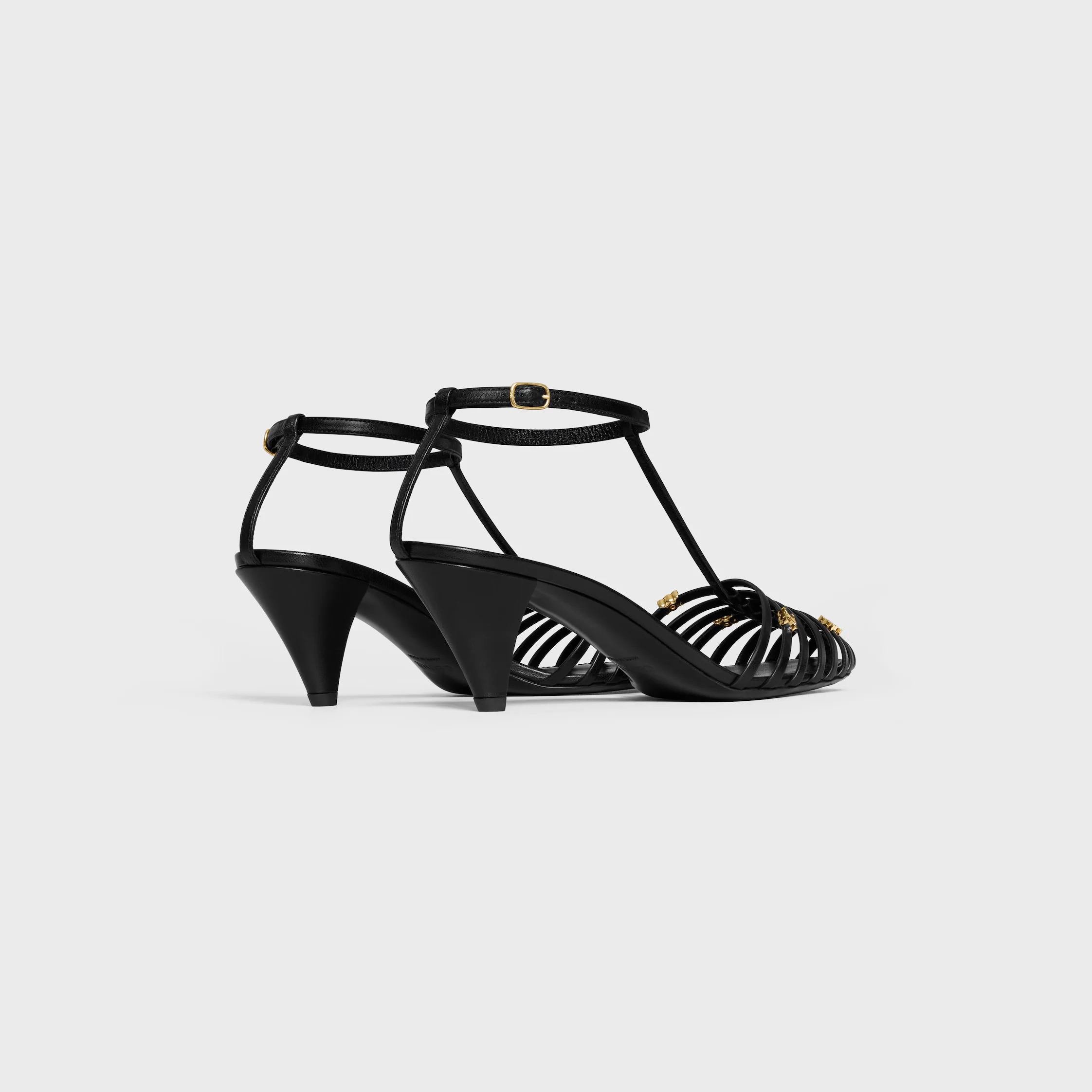 CAGE HEELED SANDAL IN GOATSKIN