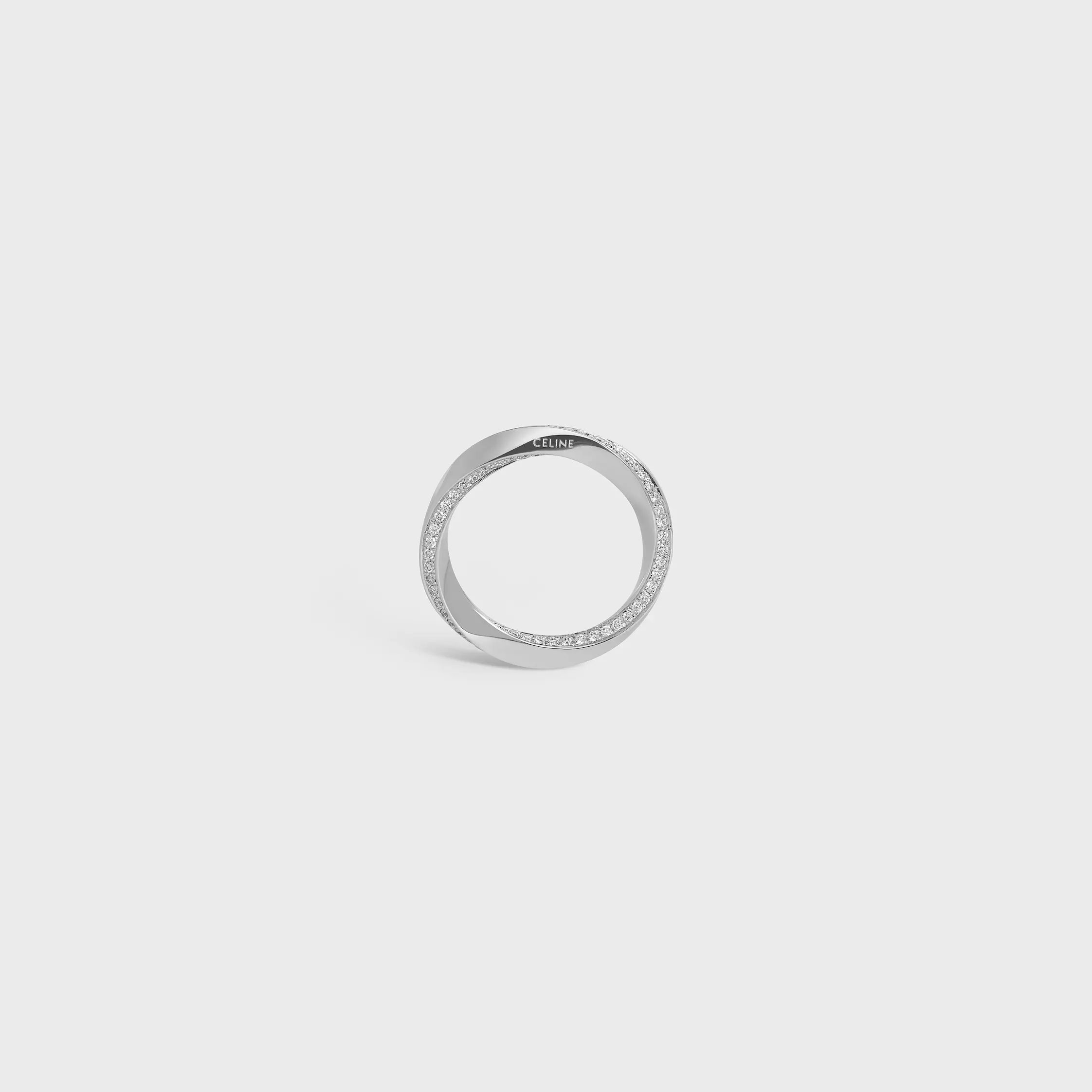 Torsion Ring in White Gold and Diamonds