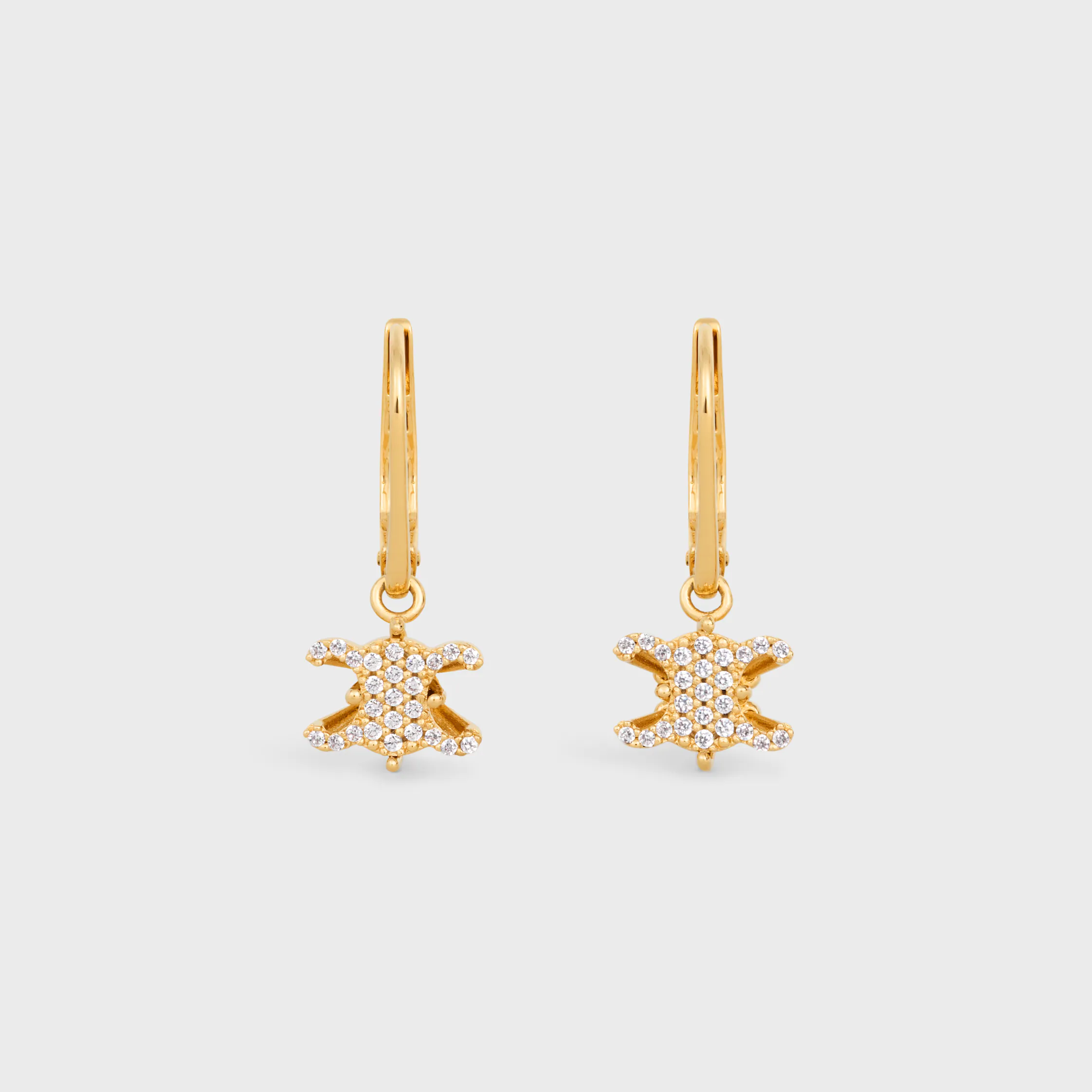 Triomphe Solitaire Sparkle Earrings in Strass and Brass with Gold Finish