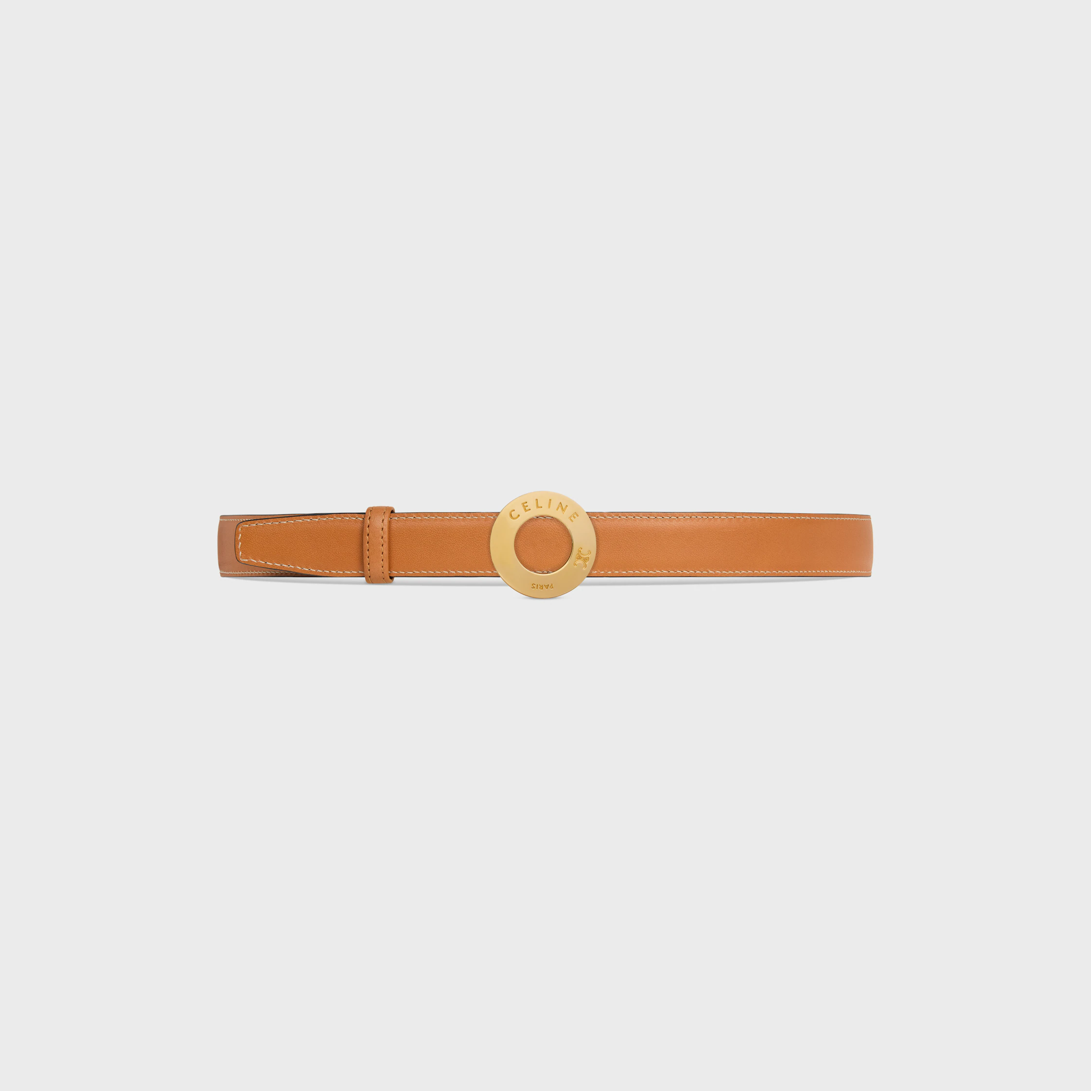 CELINE DISC BUCKLE 25MM IN METAL & Reversible Strap 25MM IN TAURILLON AND NATURAL CALFSKIN