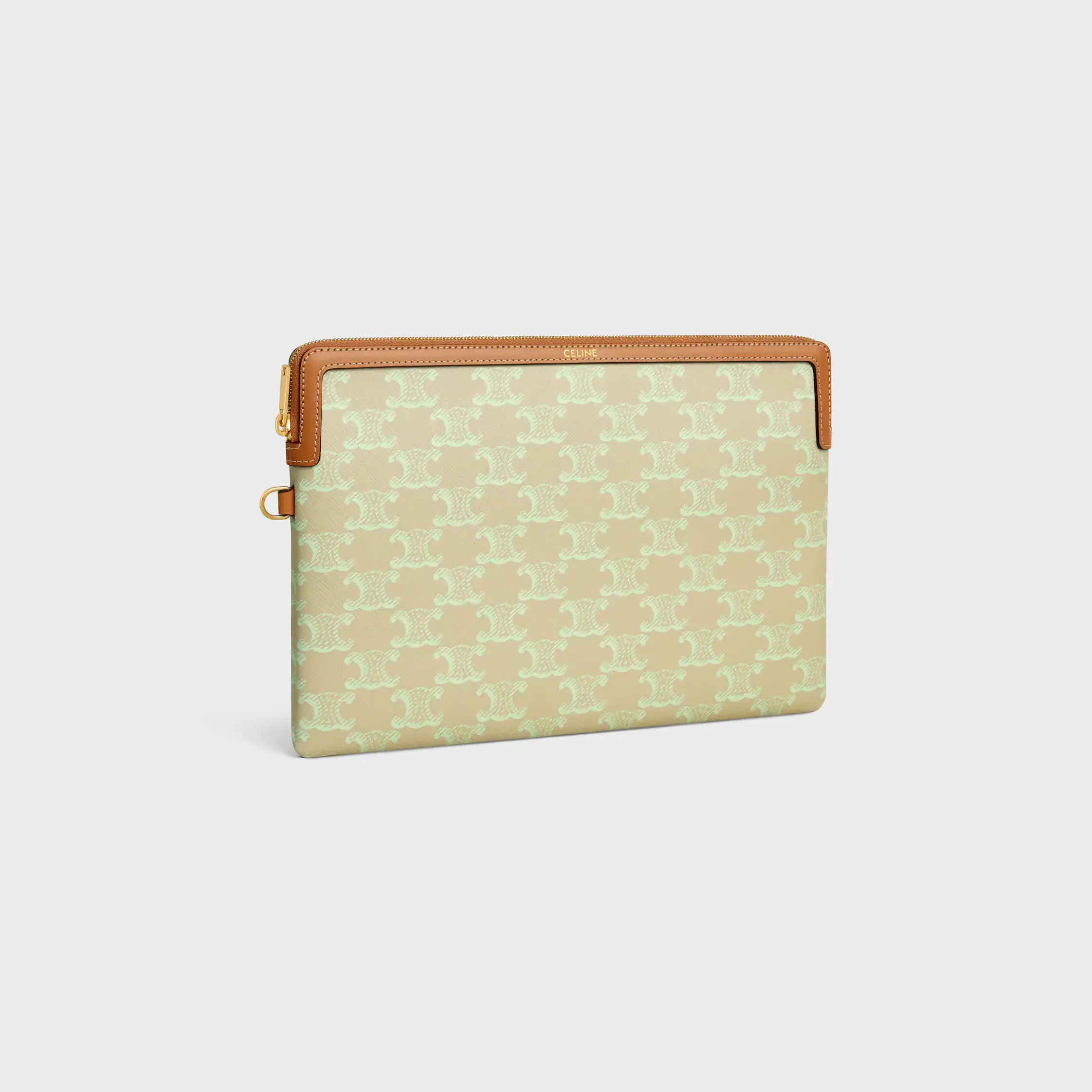 SMALL POUCH WITH STRAP CUIR TRIOMPHE IN TOILE TRIOMPHE ET VEAU