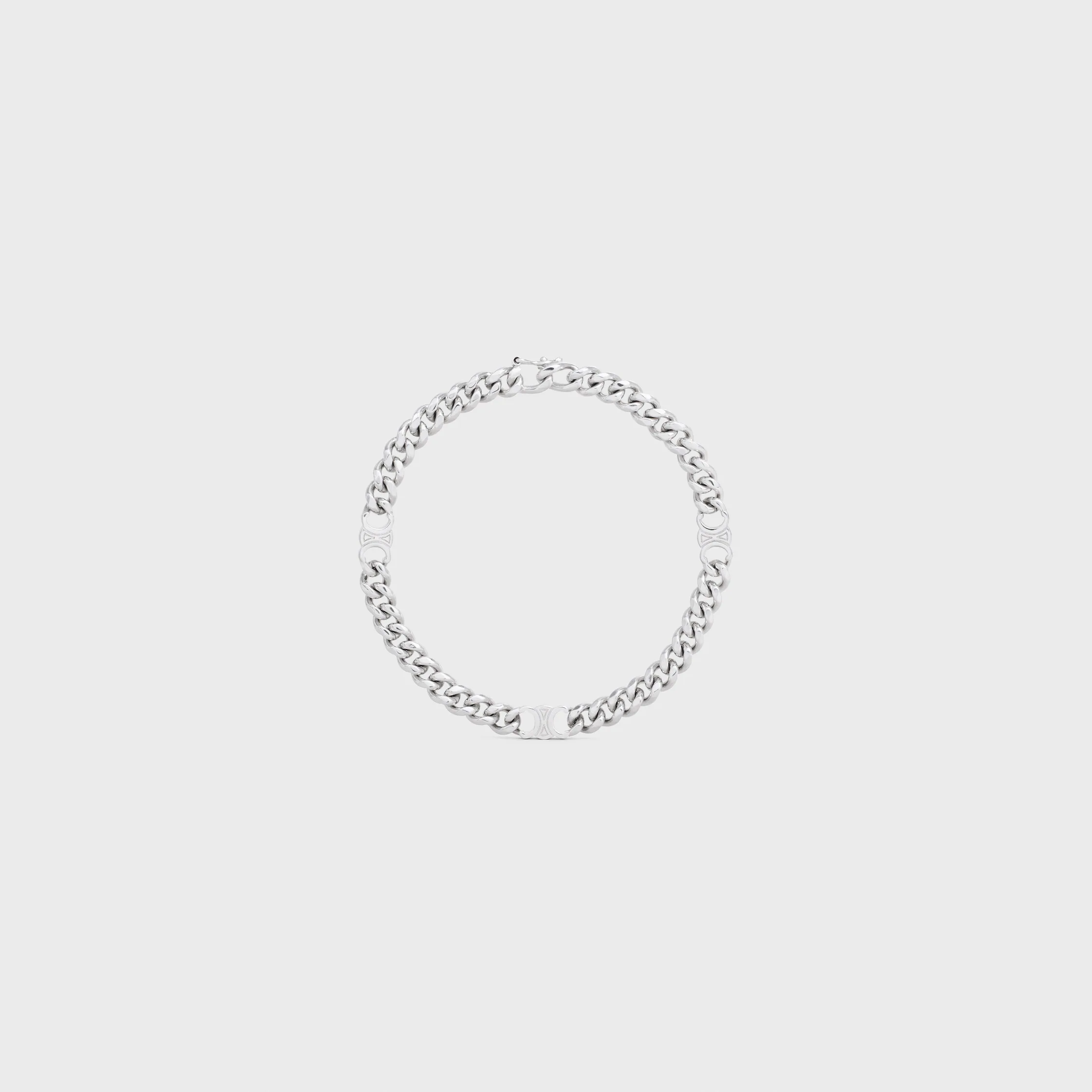 Triomphe Small Gourmette Bracelet in Brass with Rhodium Finish