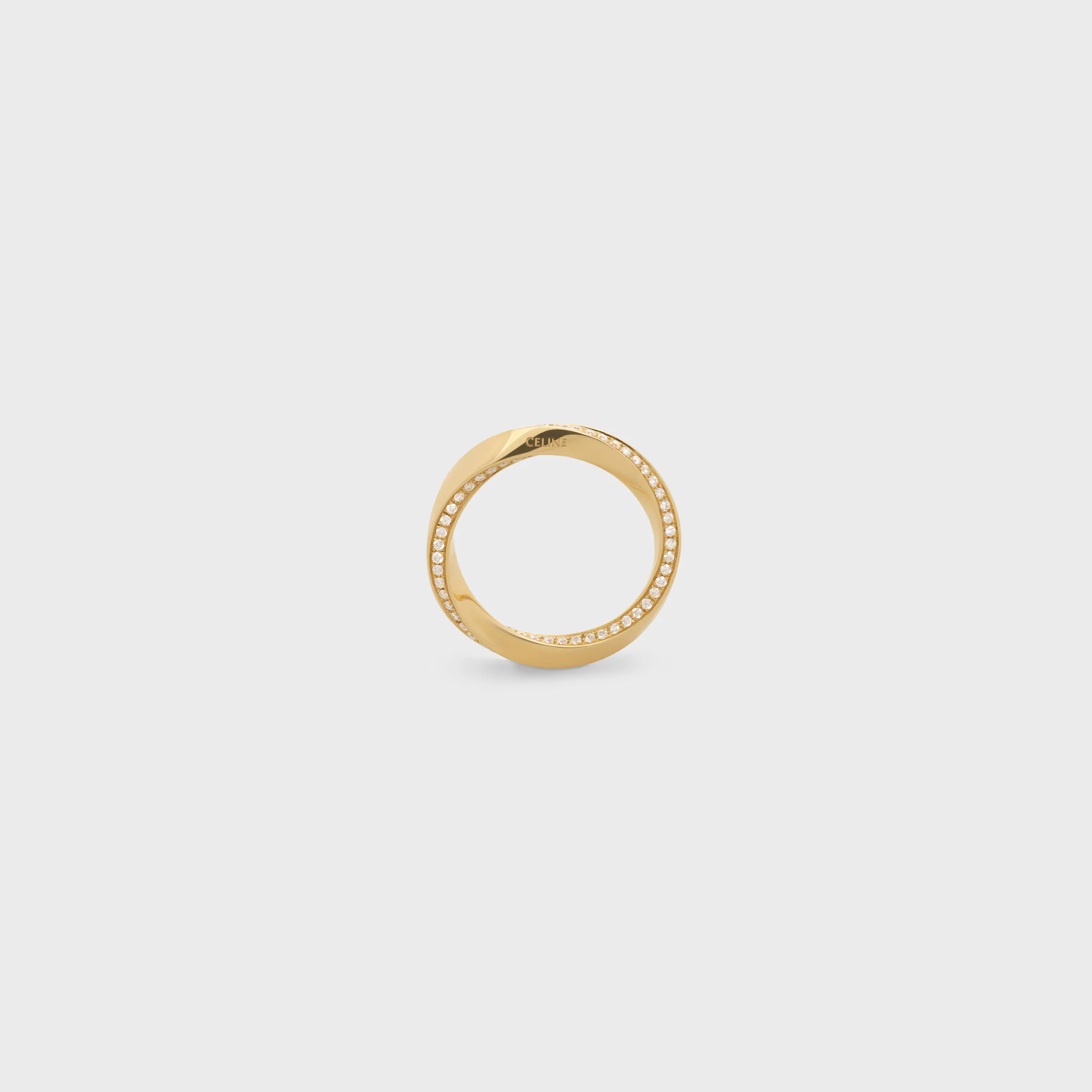 Torsion Ring in Yellow Gold and Diamonds