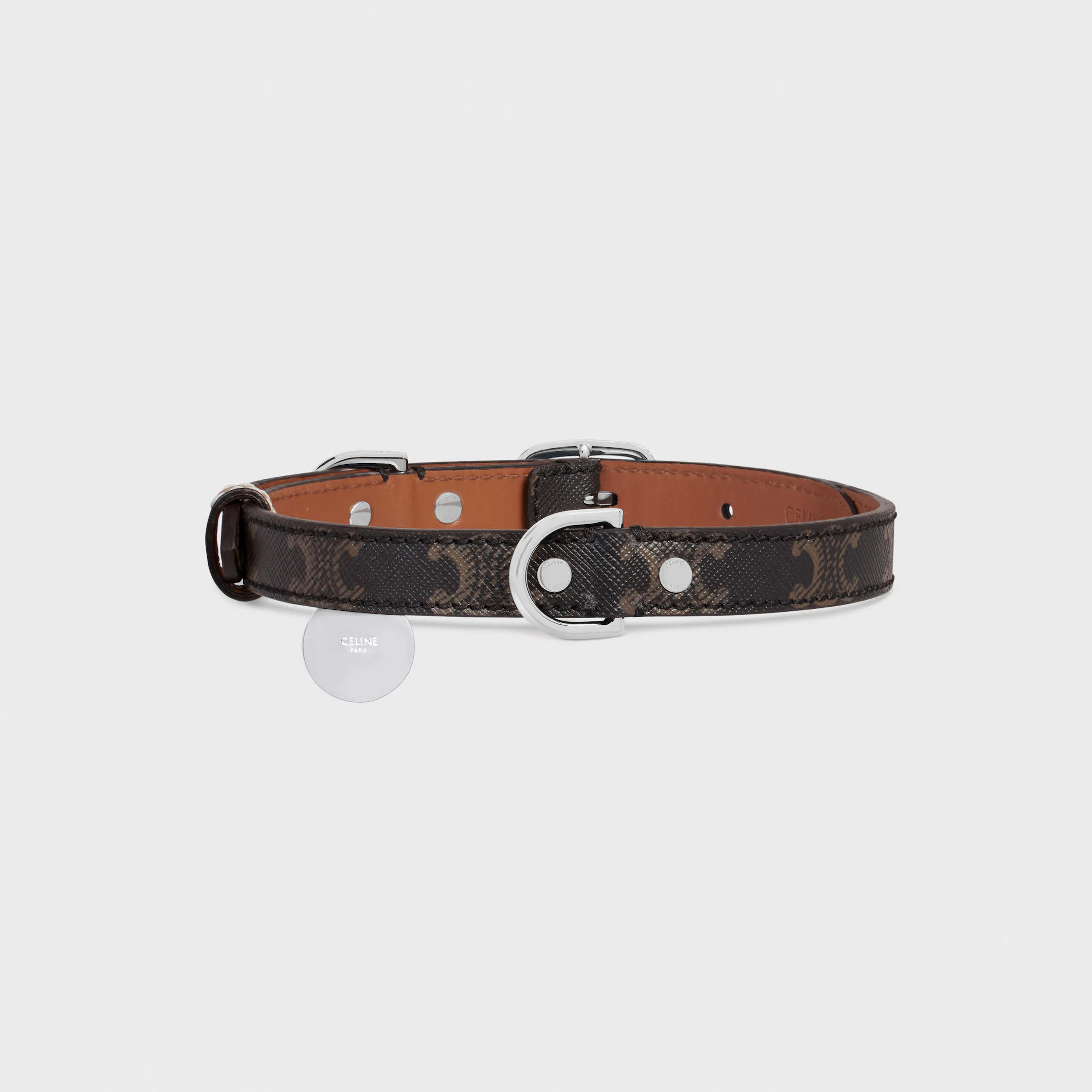 Thin Medium Dog Collar in Triomphe Canvas and Calfskin