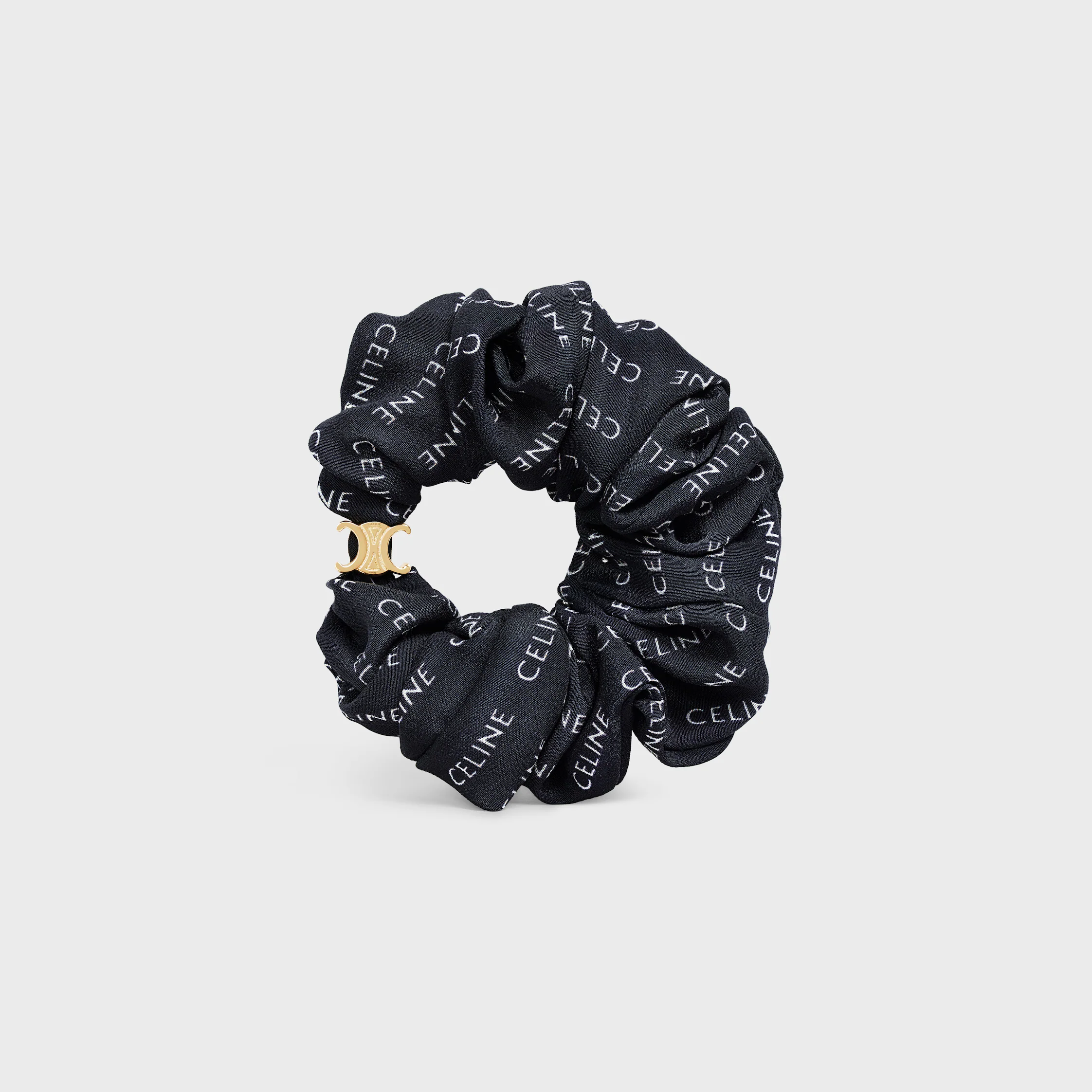 Celine Scrunchy Rayure in Silk and Brass with Gold finish