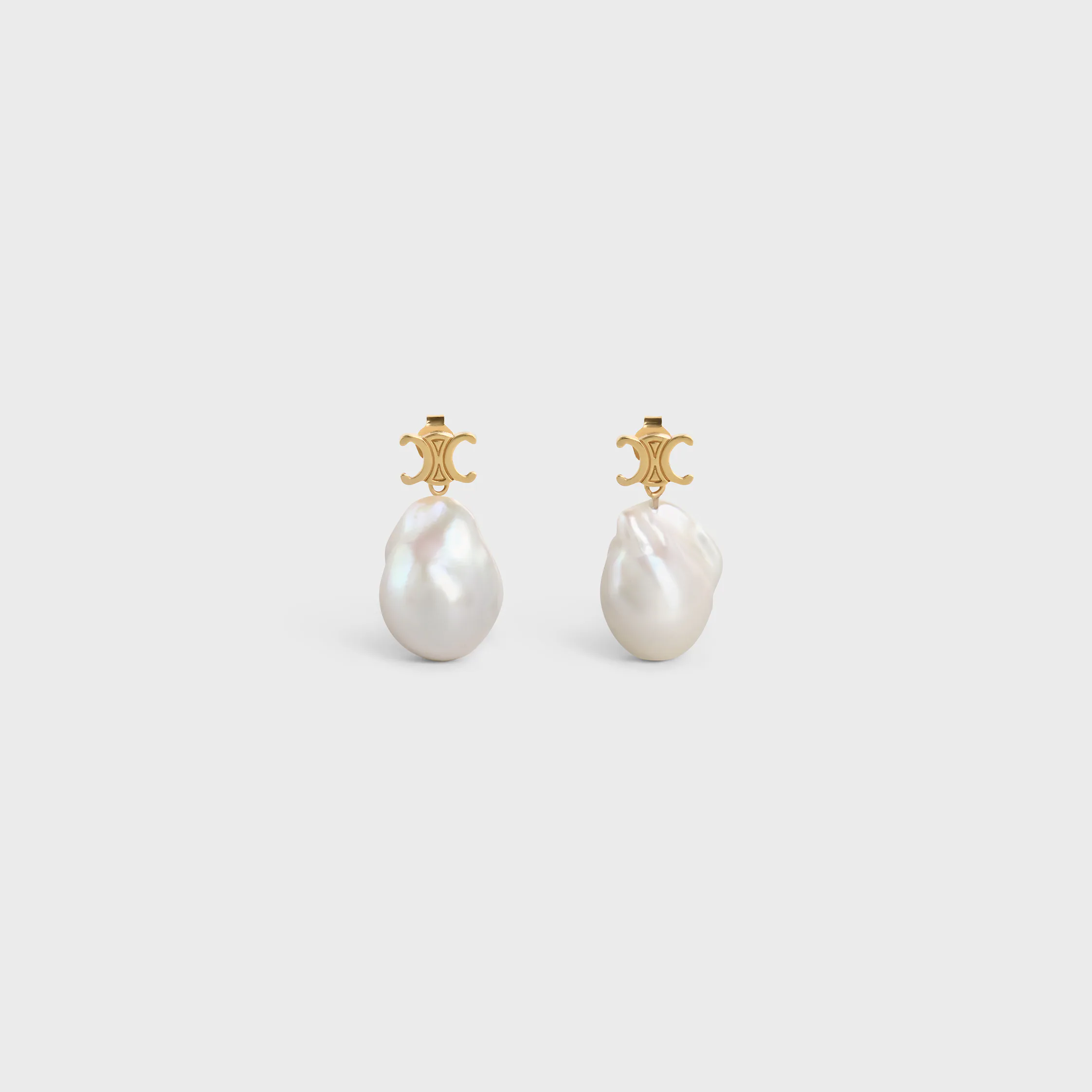 Les Perles Celine Baroque Earrings in Brass with Gold Finish and Cultured Pearls