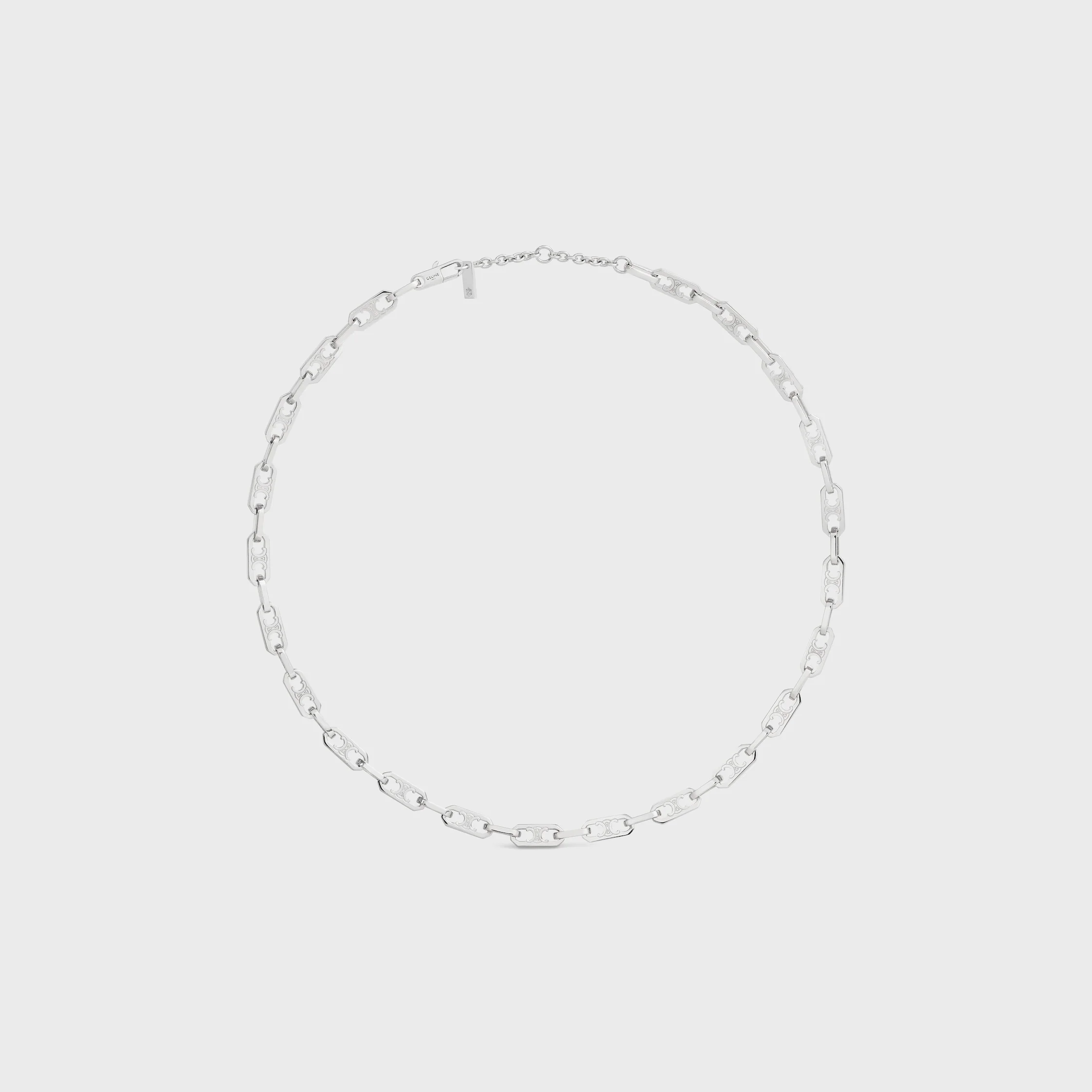 Triomphe Small Octagon Necklace in Brass with Rhodium Finish