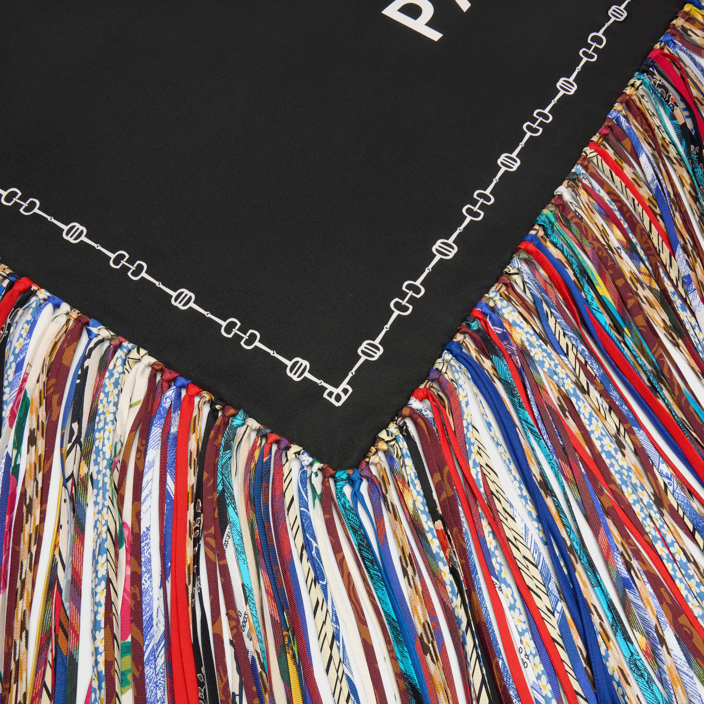 fringed square IN silk twill