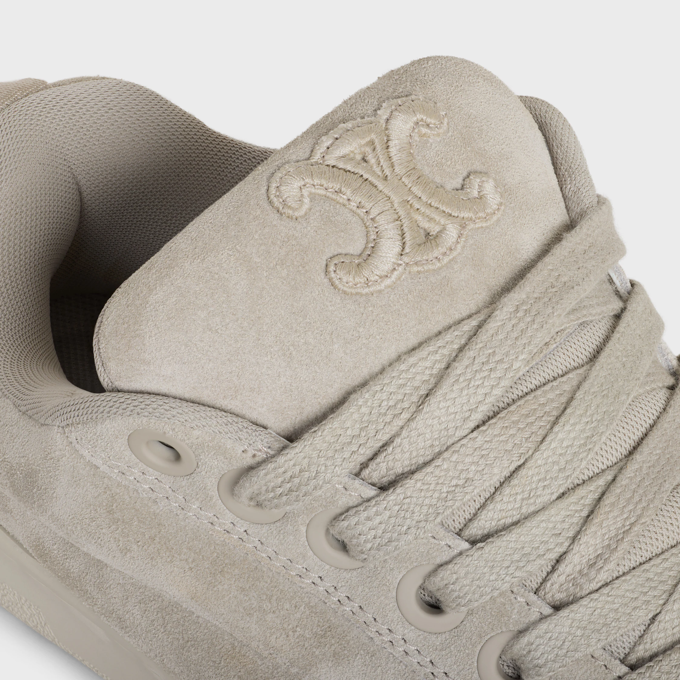 CELINE HUNTINGTON LOW LACE-UP SNEAKER in SUEDE CALFSKIN AND MESH
