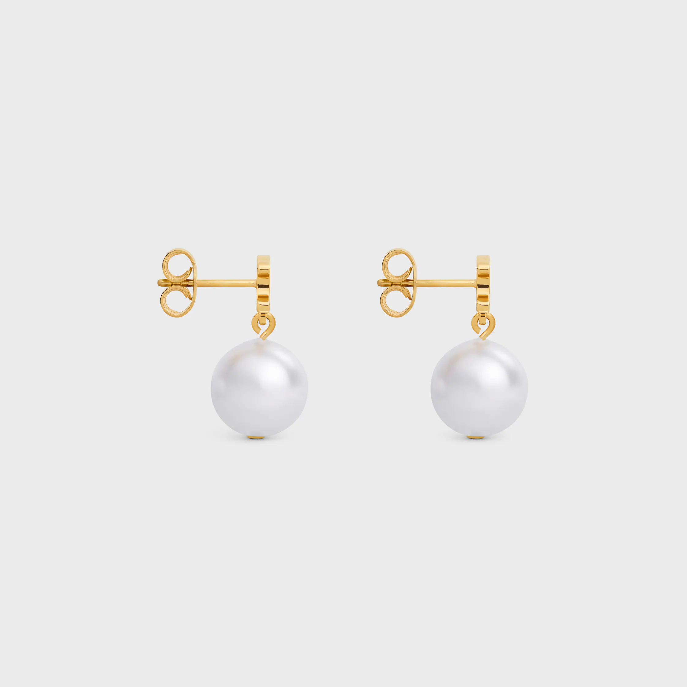 Les Perles Celine Earrings in Brass with Gold Finish and Resin Pearls