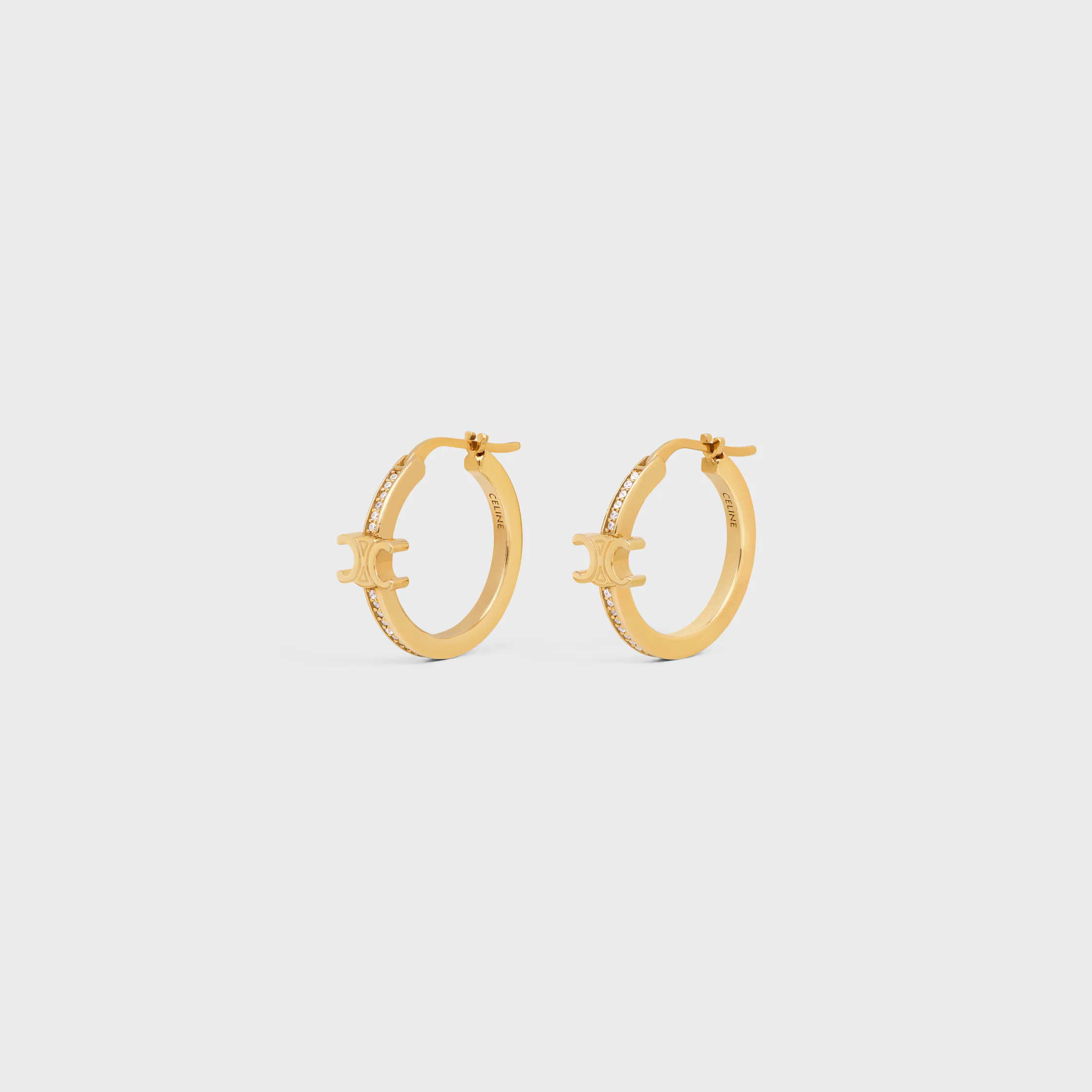 Triomphe Sparkle Hoops in Strass and Brass with Gold Finish