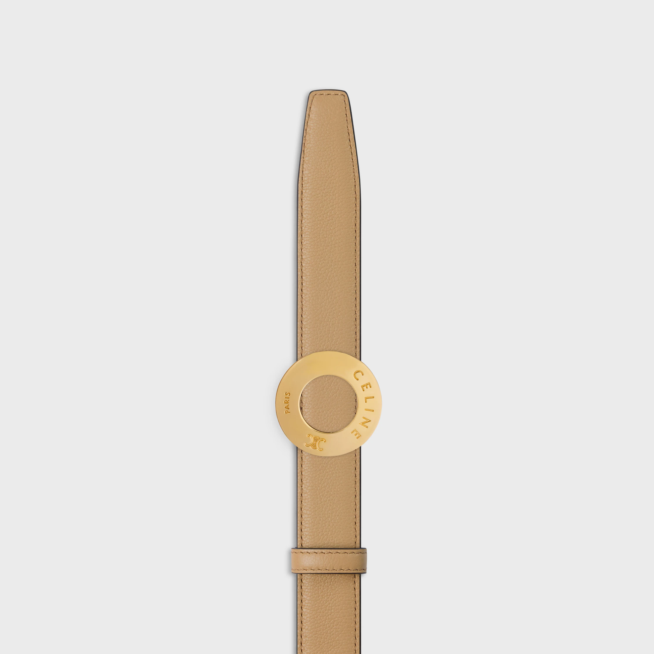 CELINE DISC BUCKLE 25MM IN METAL & Reversible Strap 25MM IN Smooth and Grained Calfskin