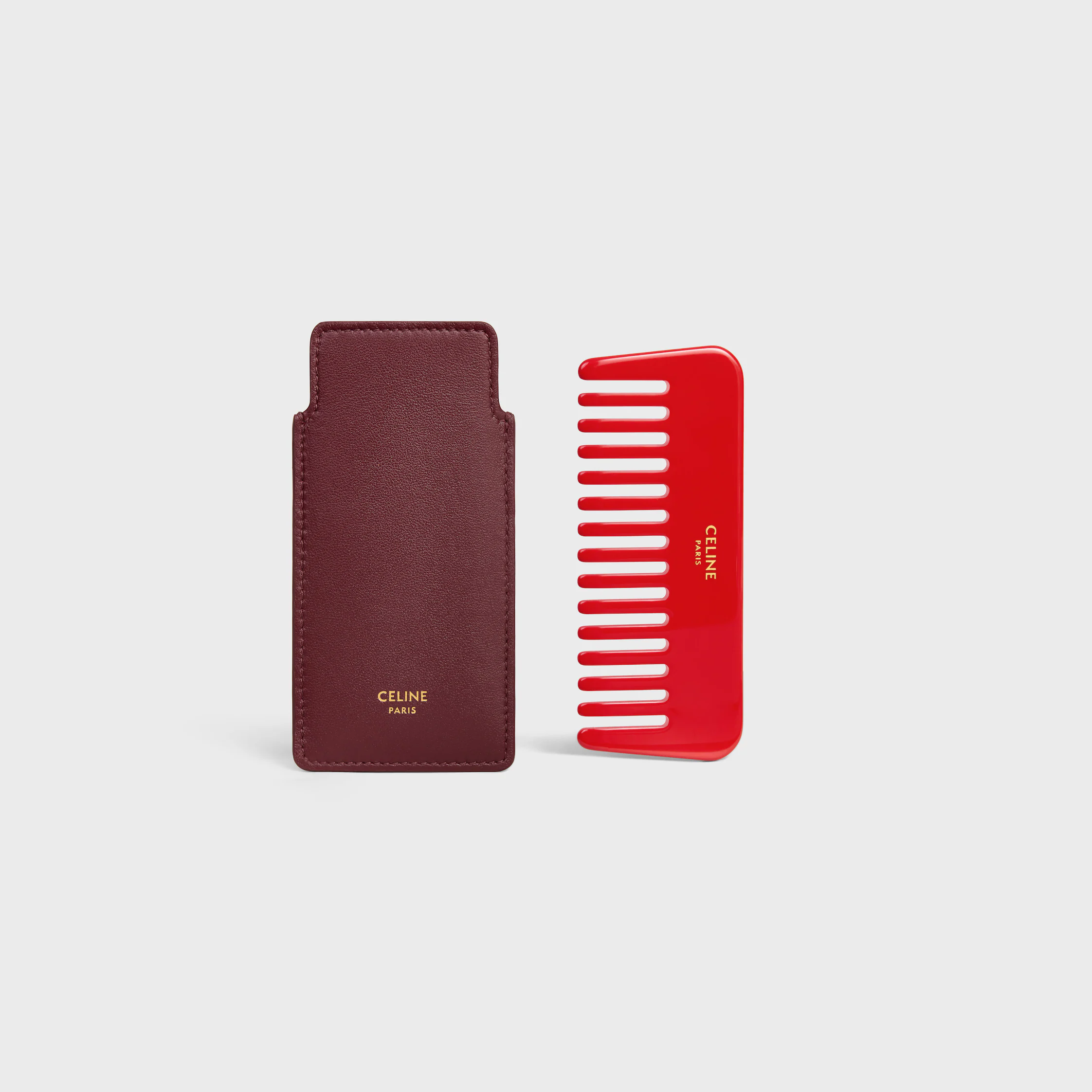 Small Hair Comb With Case in Smooth Calfskin
