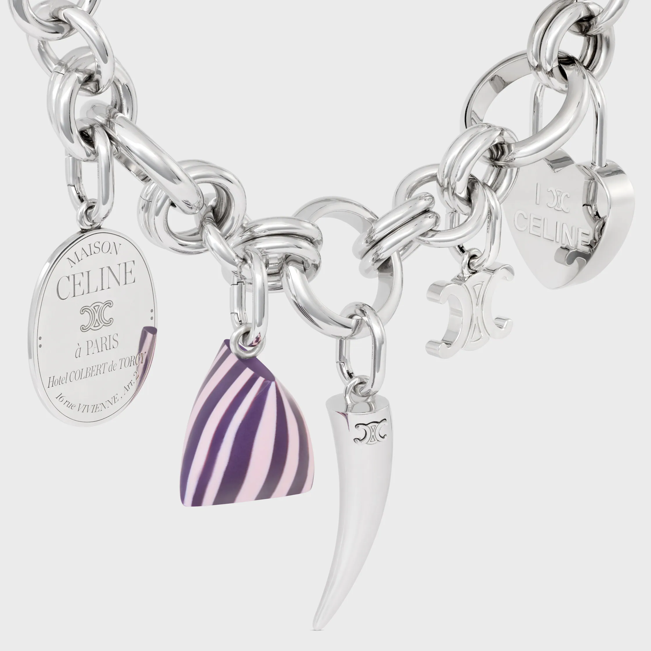 CHARMS HORN IN BRASS WITH RHODIUM FINISH