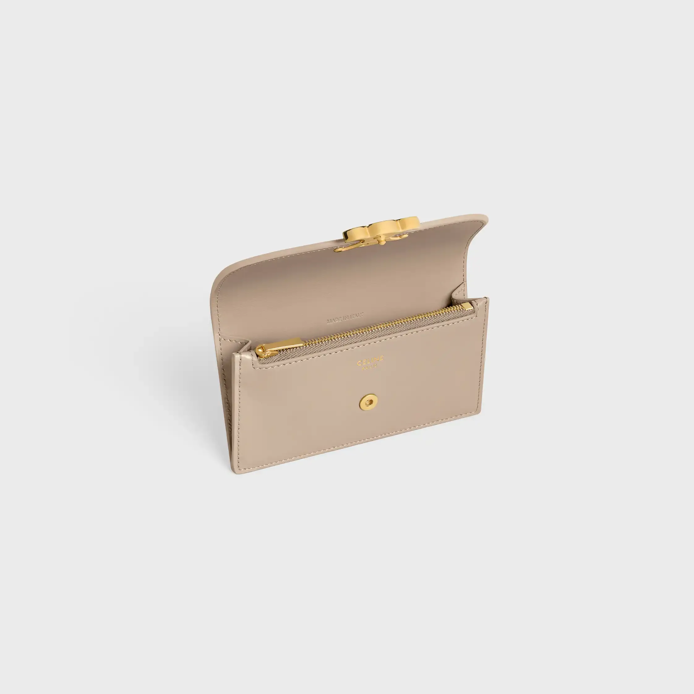 LONG CARD HOLDER WITH FLAP TRIOMPHE IN Shiny calfskin