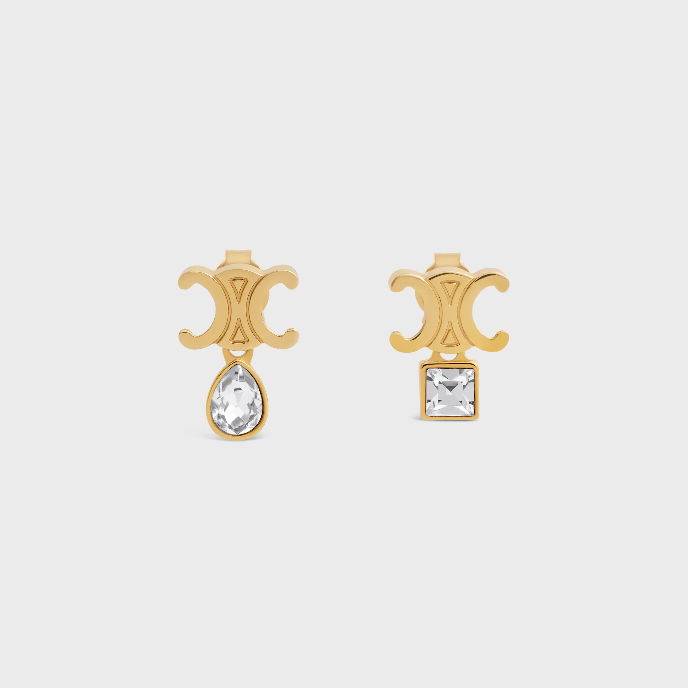 Triomphe Twinkle Earrings in Strass and Brass with Gold Finish