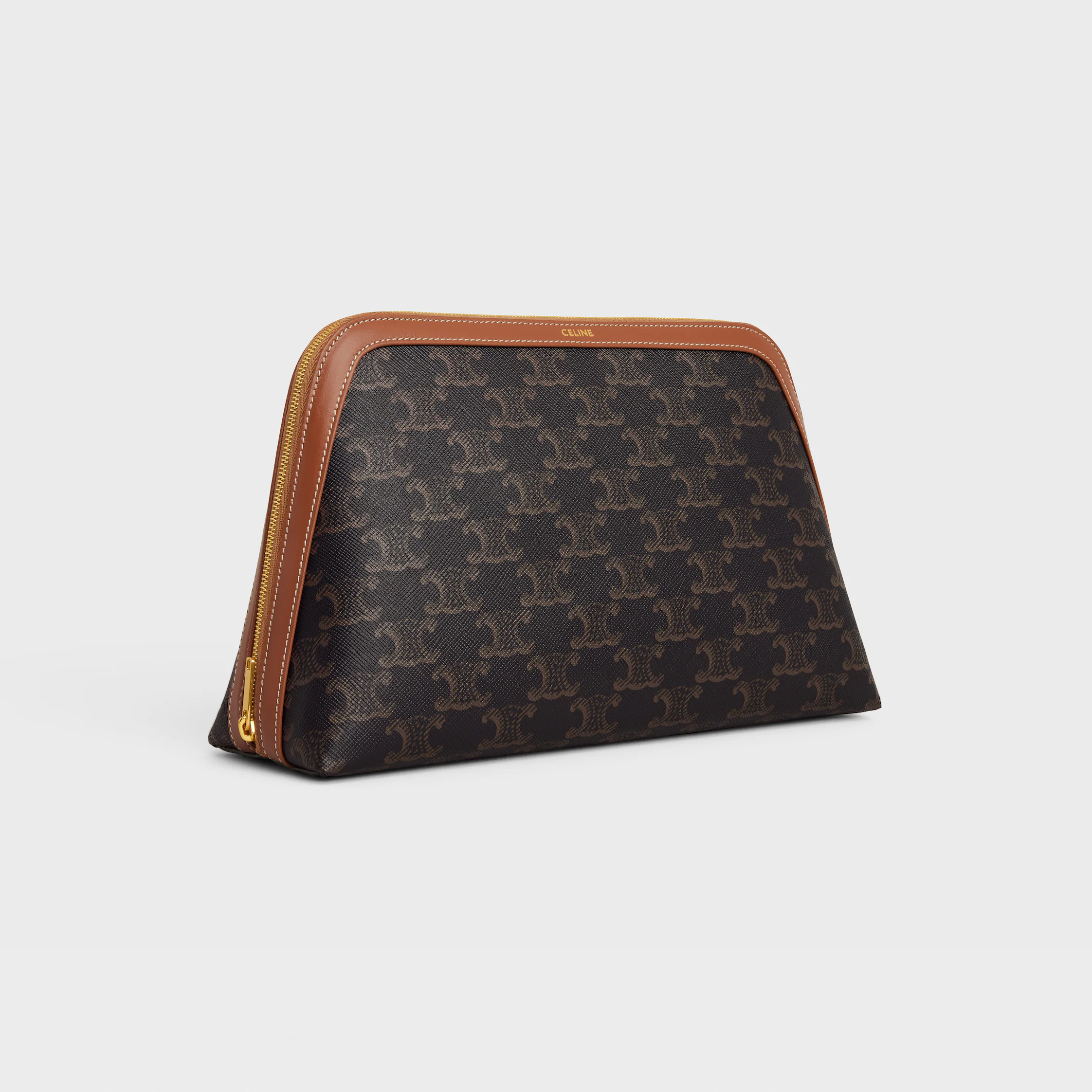 LARGE COSMETIC POUCH IN TRIOMPHE CANVAS AND CALFSKIN