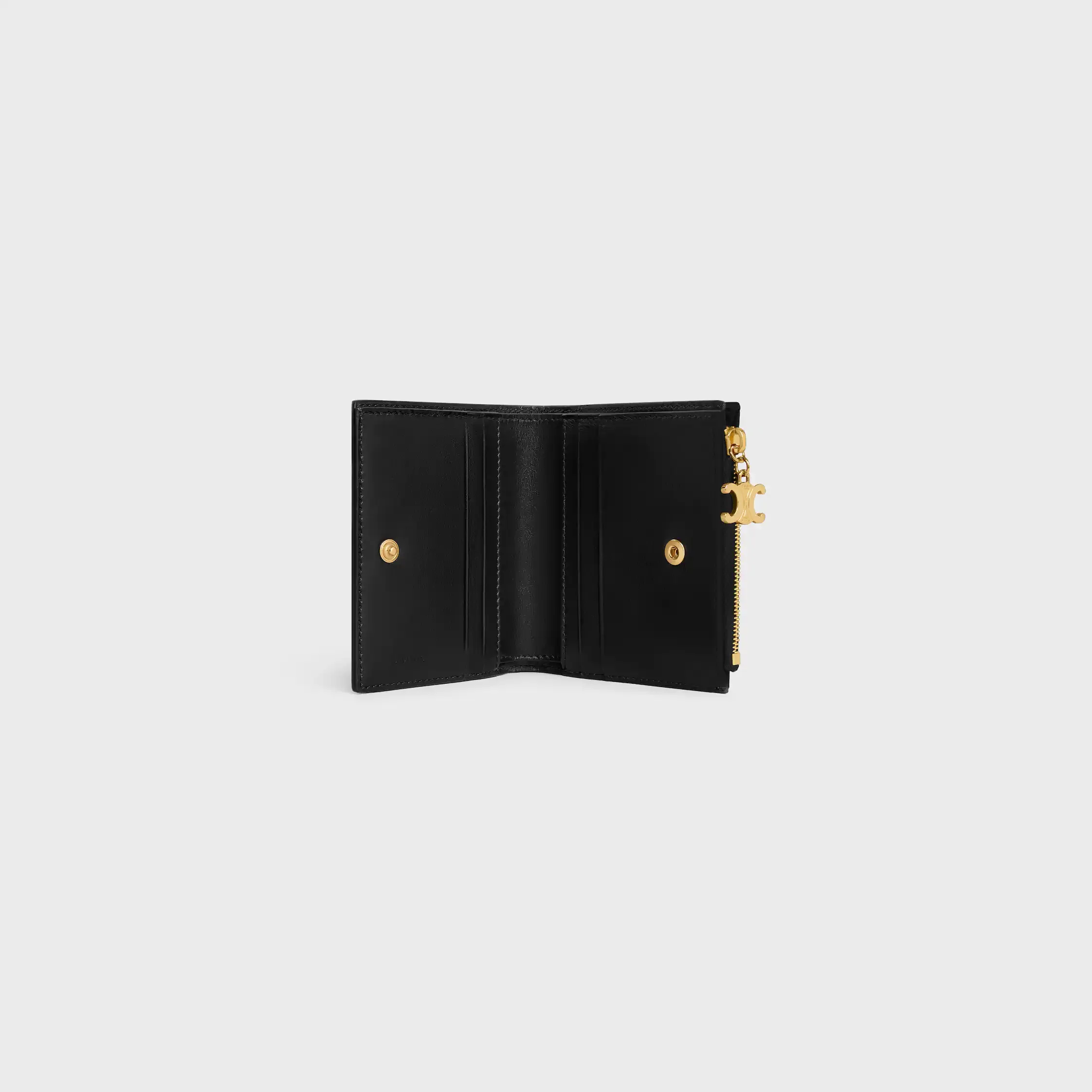 COMPACT WALLET TRIOMPHE CHARMS IN GRAINED CALFSKIN