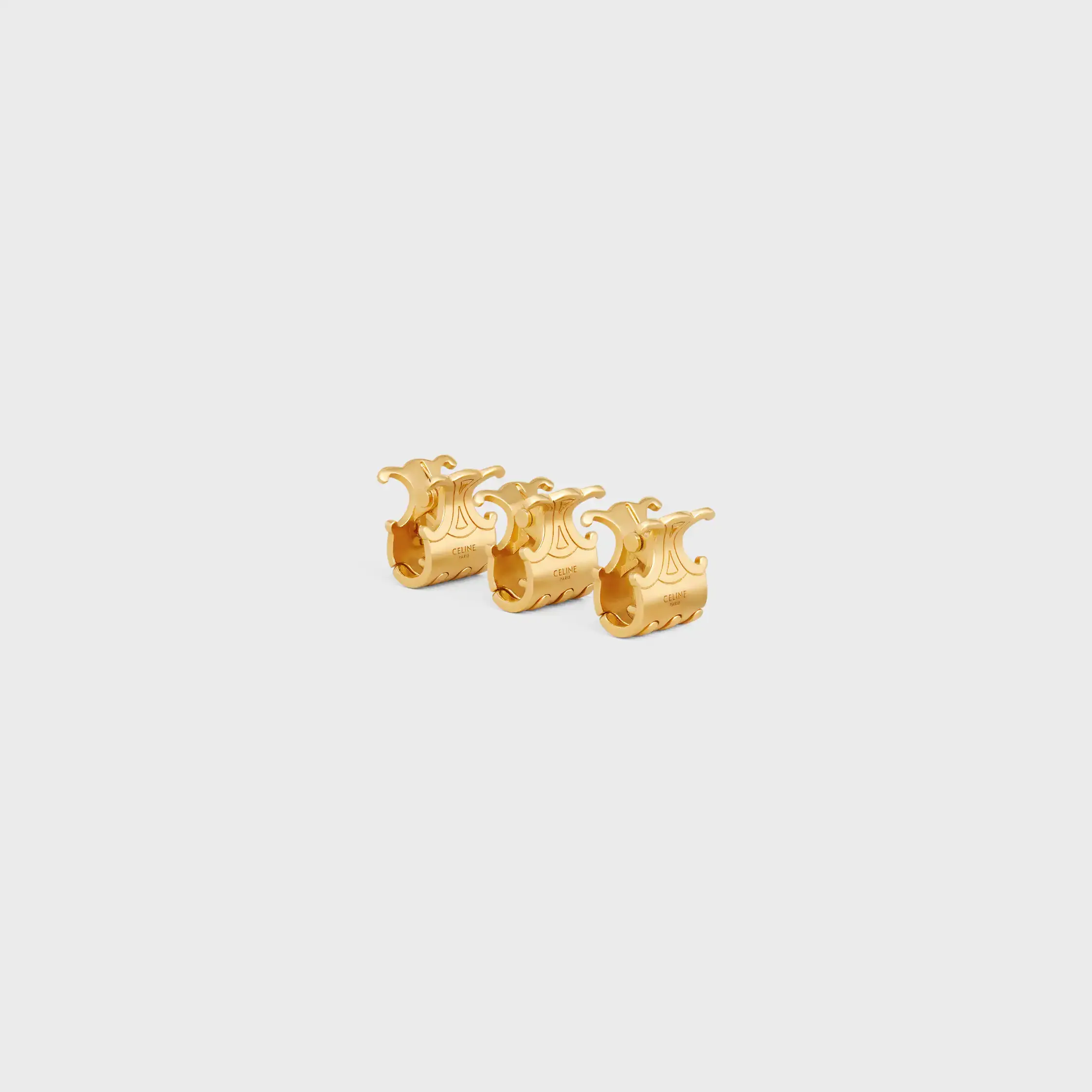Celine Set of 3 Mini Hair Claws in Brass with Gold Finish and Steel