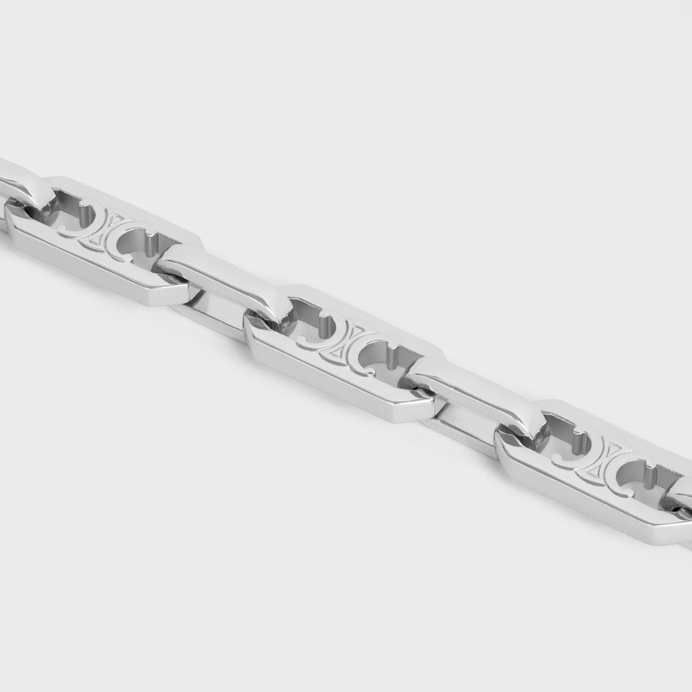 Triomphe Small Octagon Bracelet in Brass with Rhodium Finish