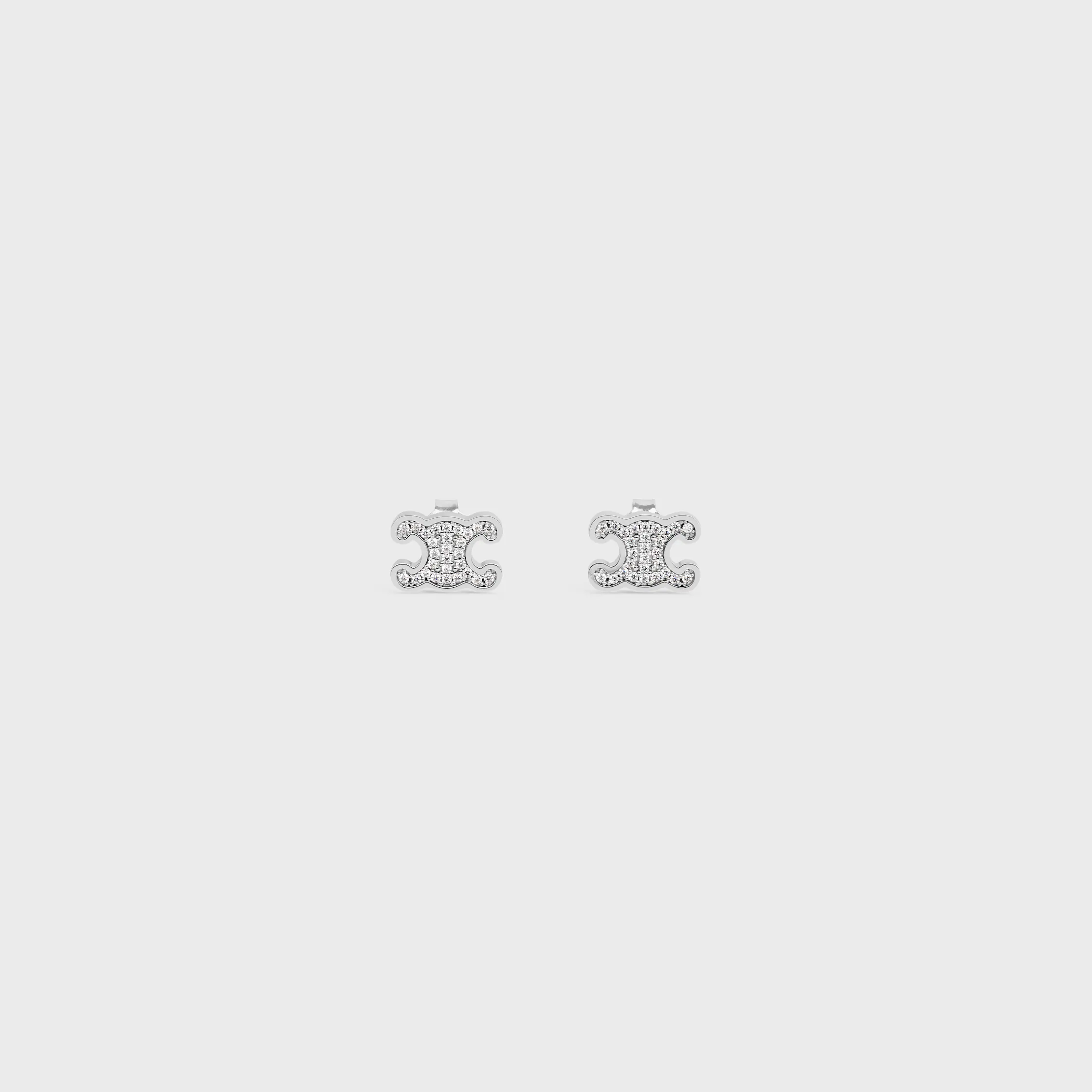 Triomphe Rhinestone Studs in Strass and Brass with Rhodium Finish