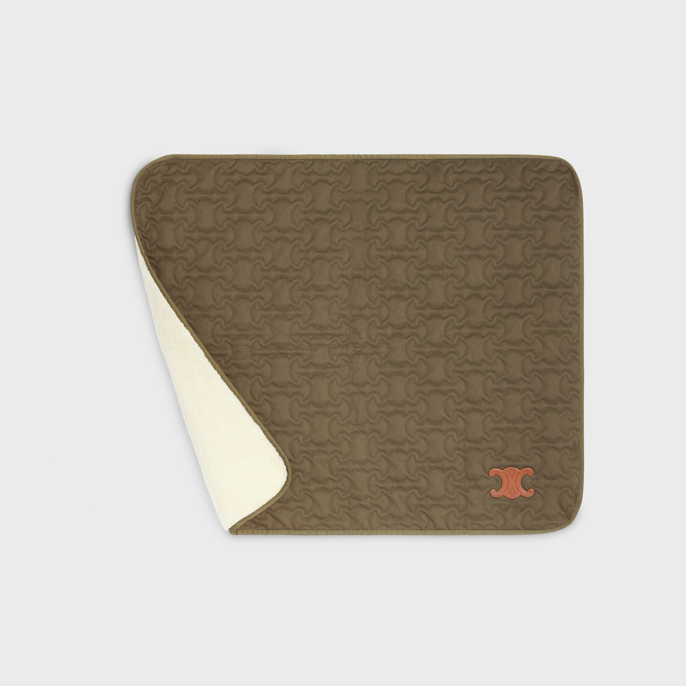 SMALL DOG BLANKET IN QUILTED GABARDINE TEXTILE AND WOOL