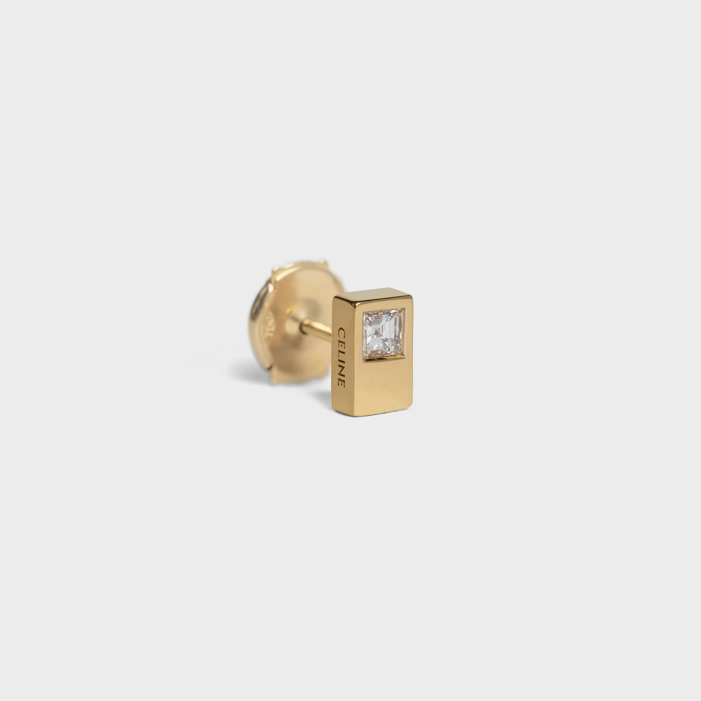 Celine Sentimental Double Square Stud in Yellow Gold and Diamond