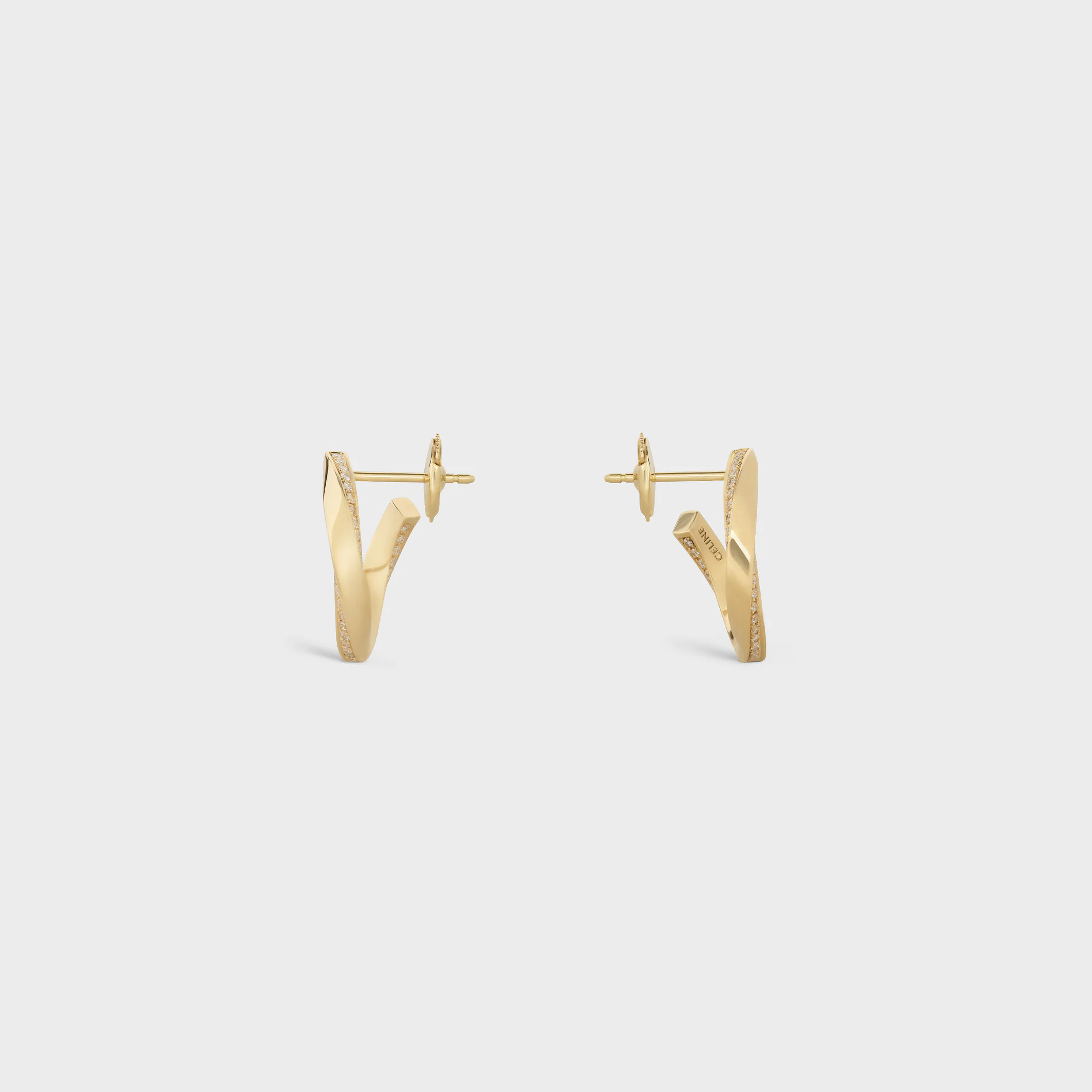 Torsion Earrings in Yellow Gold and Diamonds